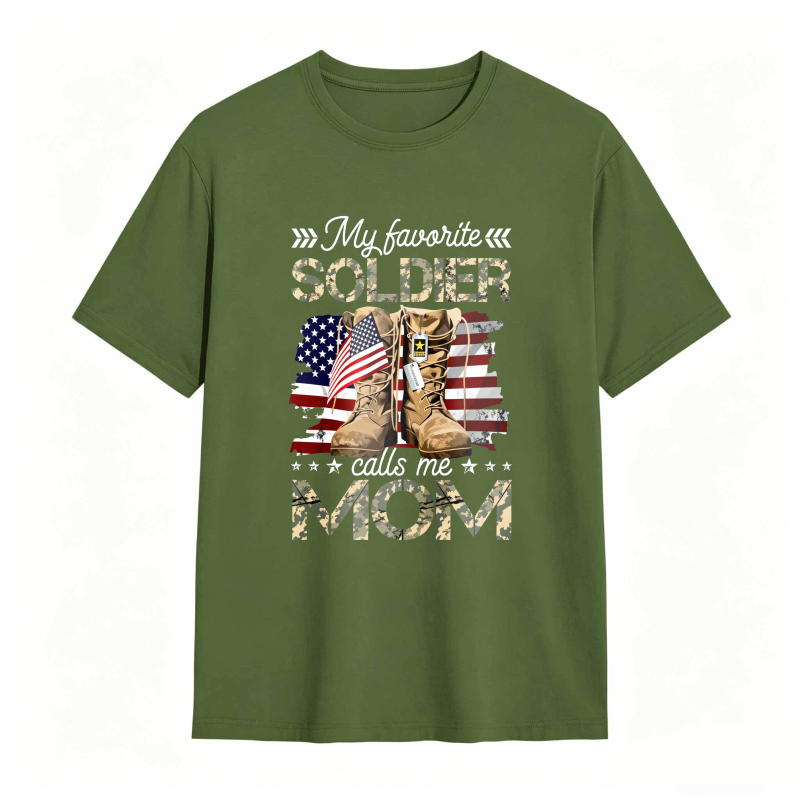 Dorawear™ Soldier Mom American Flag And Military Boots Design Unisex Classic T-shirt