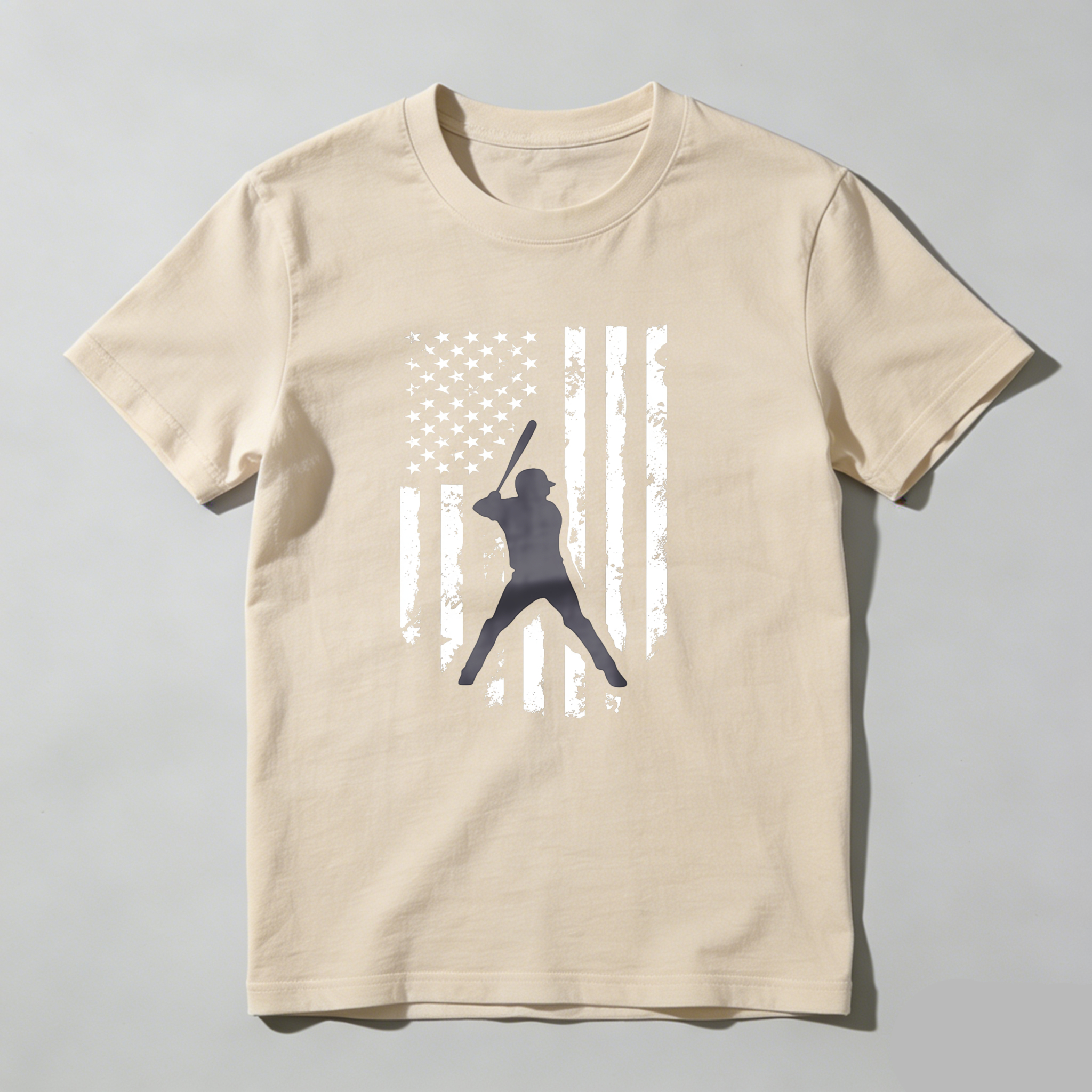 Dorawear™ American Flag With Baseball Player Silhouette  T Shirt
