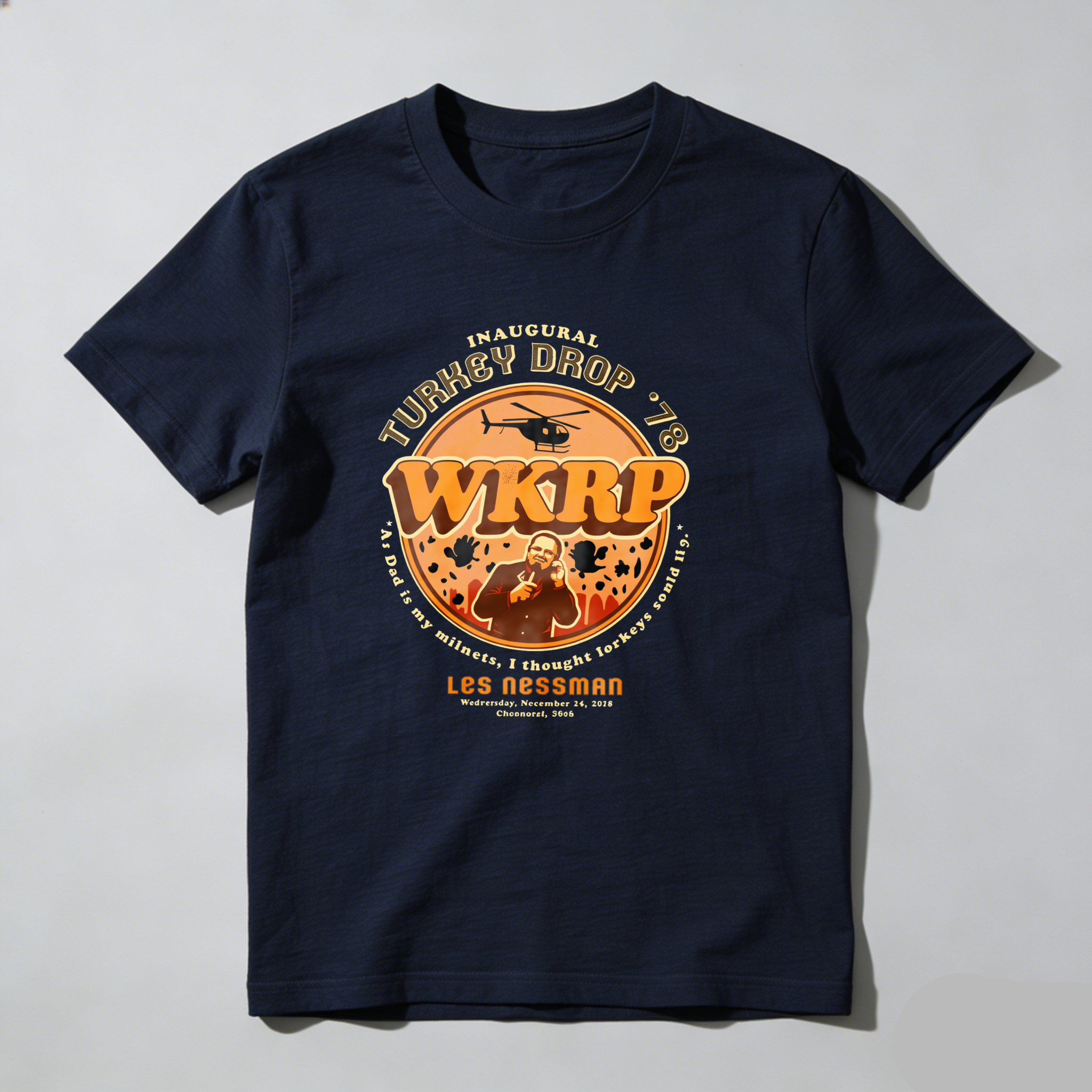 Dorawear™ Inaugural Turkey Drop 78 Wkrp Les Nessman T Shirt
