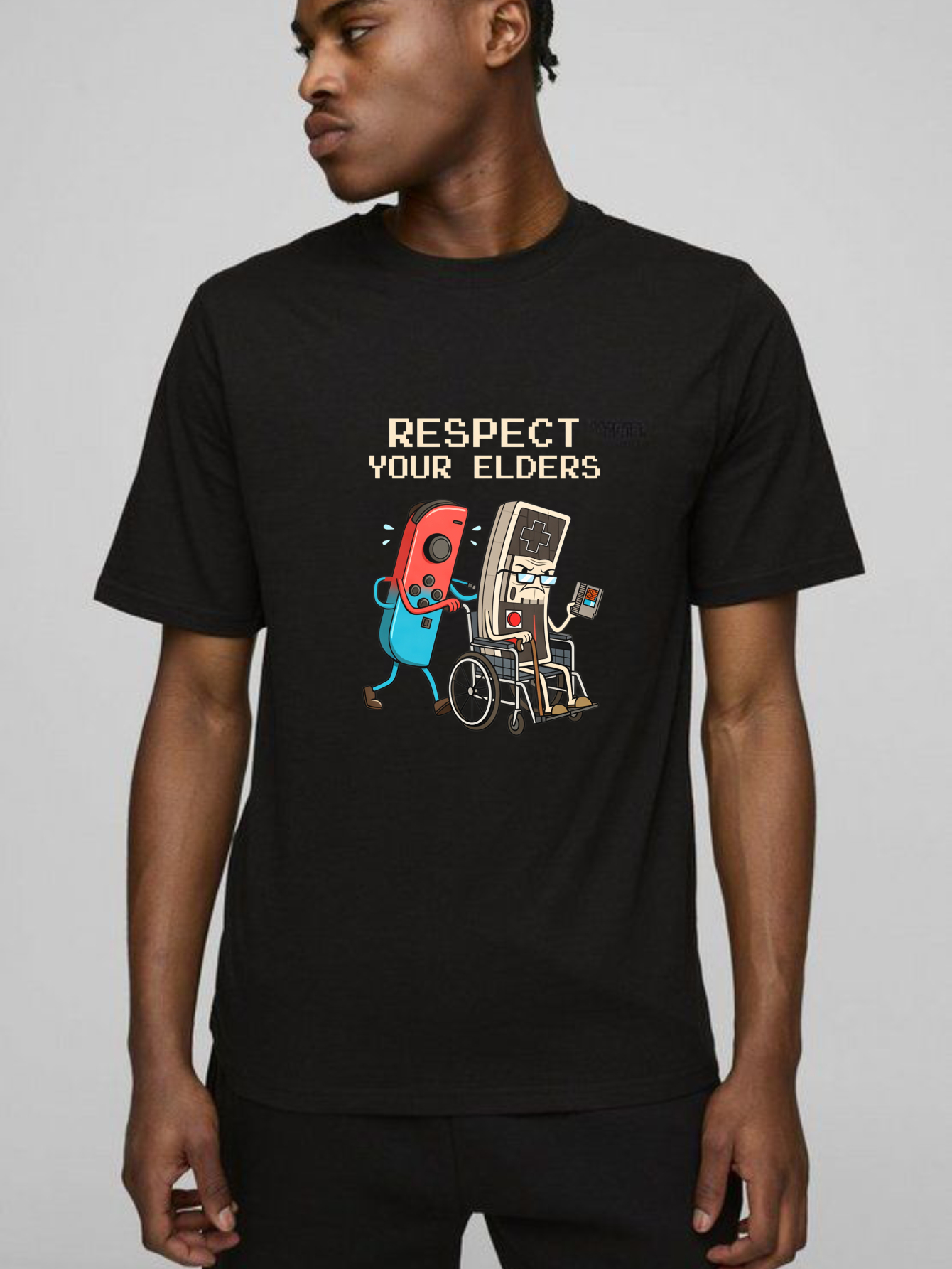 Respect Your Elders Game Controllers tshirt 100% cotton