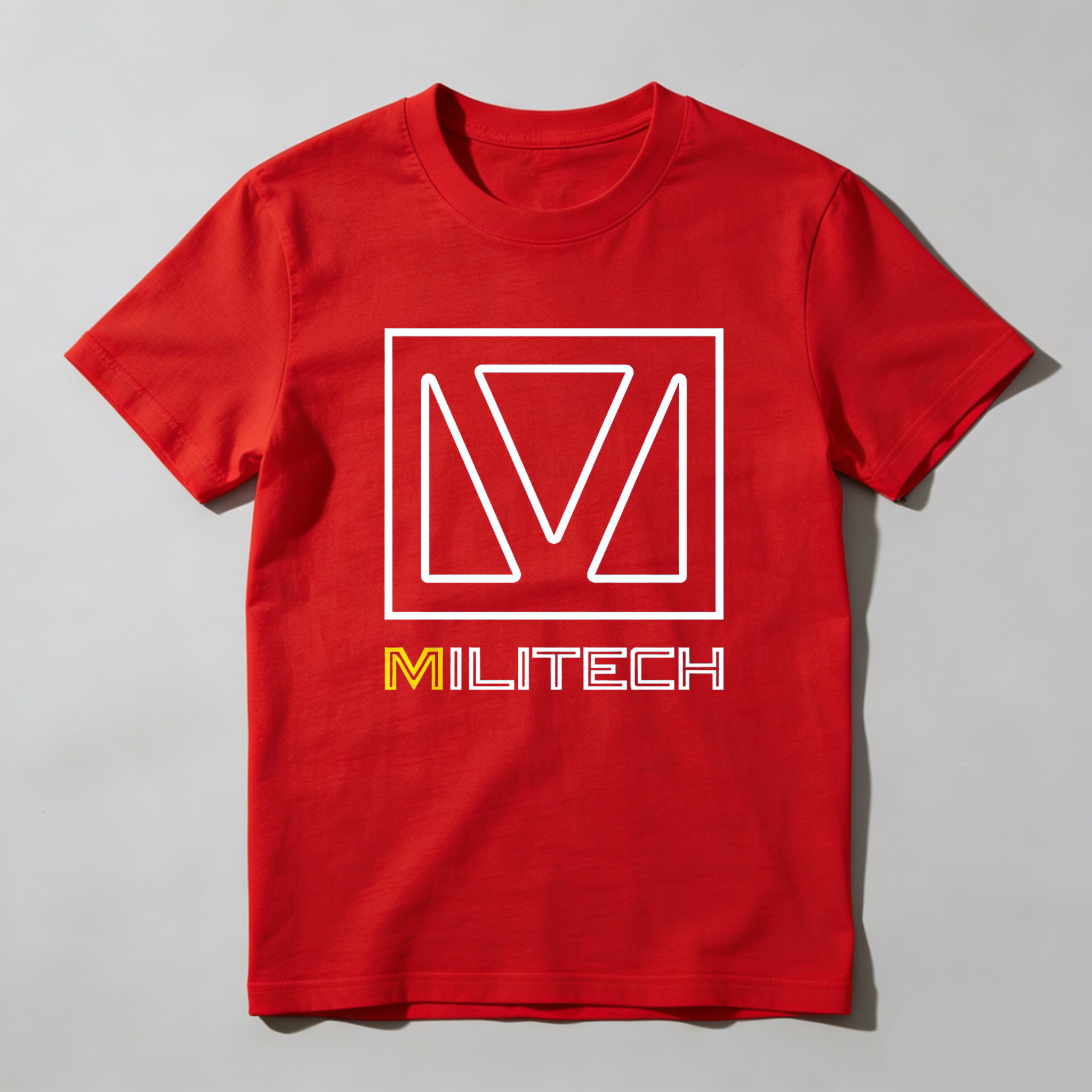 Dorawear™ Militech Logo Design White And Yellow Print Pure Cotton Short Sleeve T Shirt-Dorawear