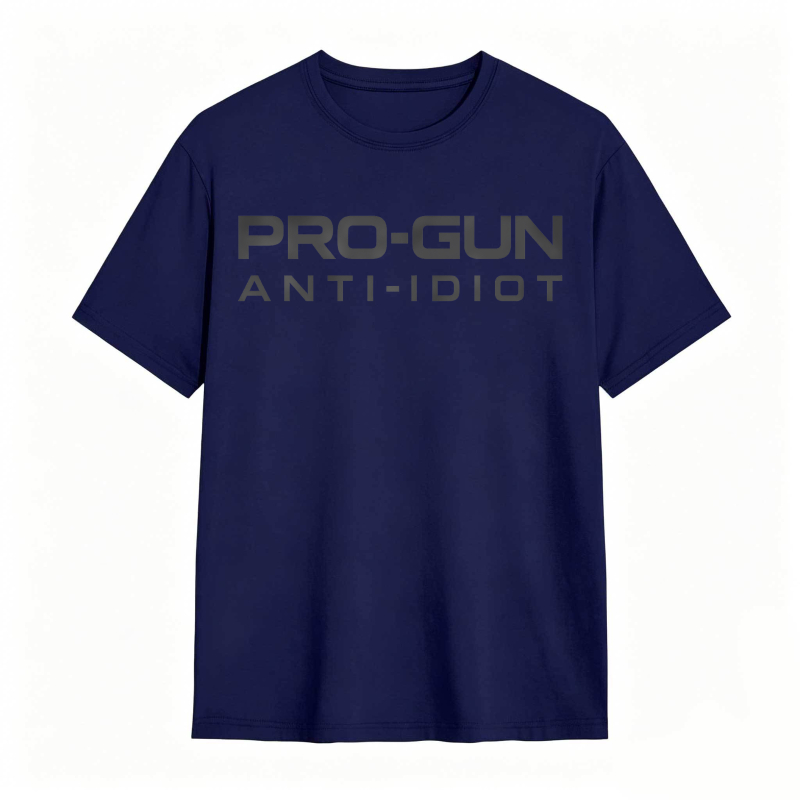 Pro-Gun Anti-Idiot Graphic Print Cotton Shirt