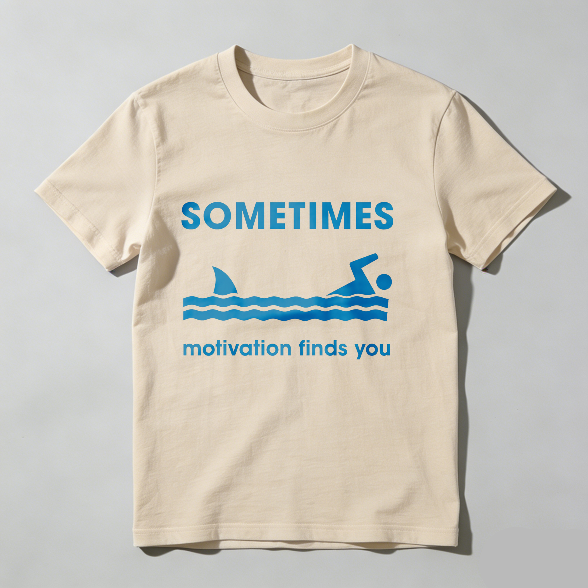 Dorawear Sometimes Motivation Finds You Shark Swim T Shirt