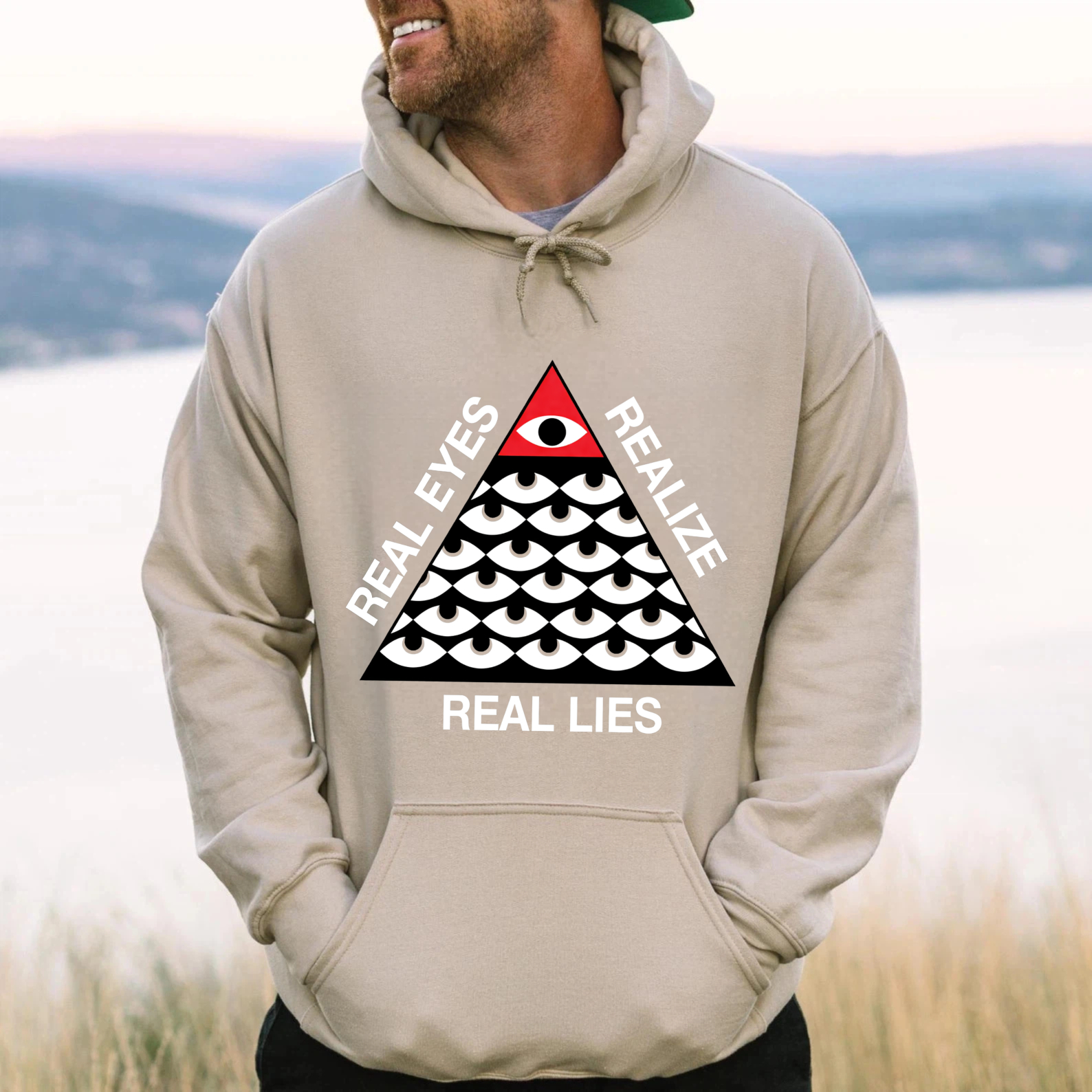 Dorawear™ Real Eyes Realize Real Lies Hoodie With All Seeing Eye Design Black Sweatshirt For Men Women Fashion Statement Clothing-Dorawear