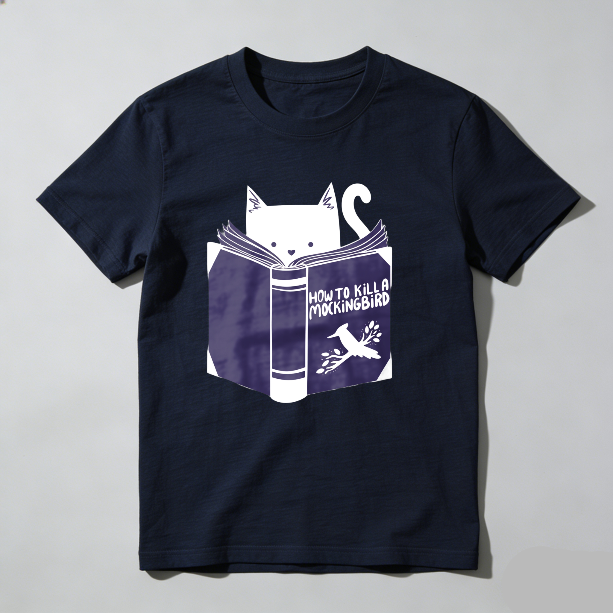 Dorawear™ Cat Reading Book With Mockingbird Title T Shirt