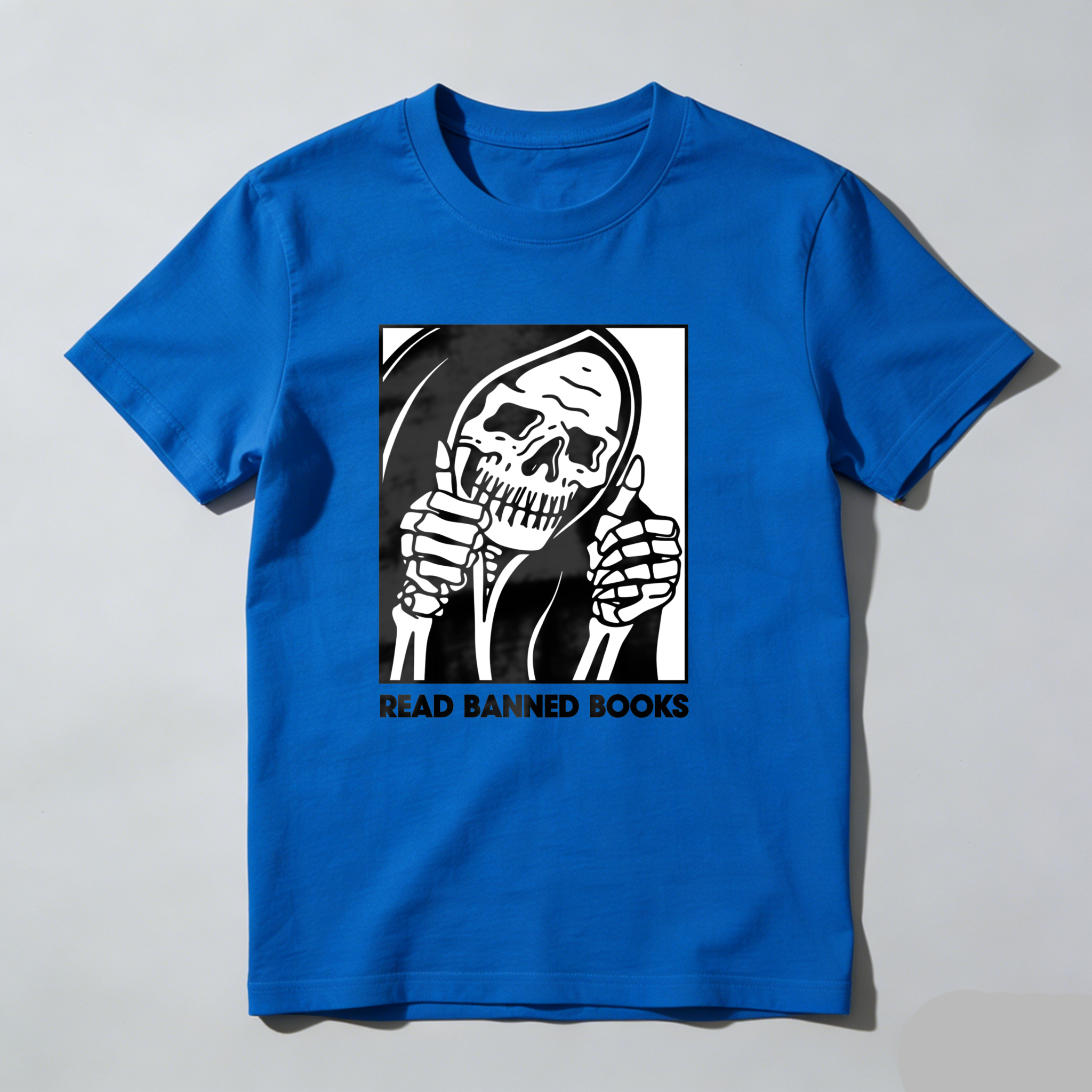 Dorawear™ Skull Holding Mirror With Text Below T Shirt