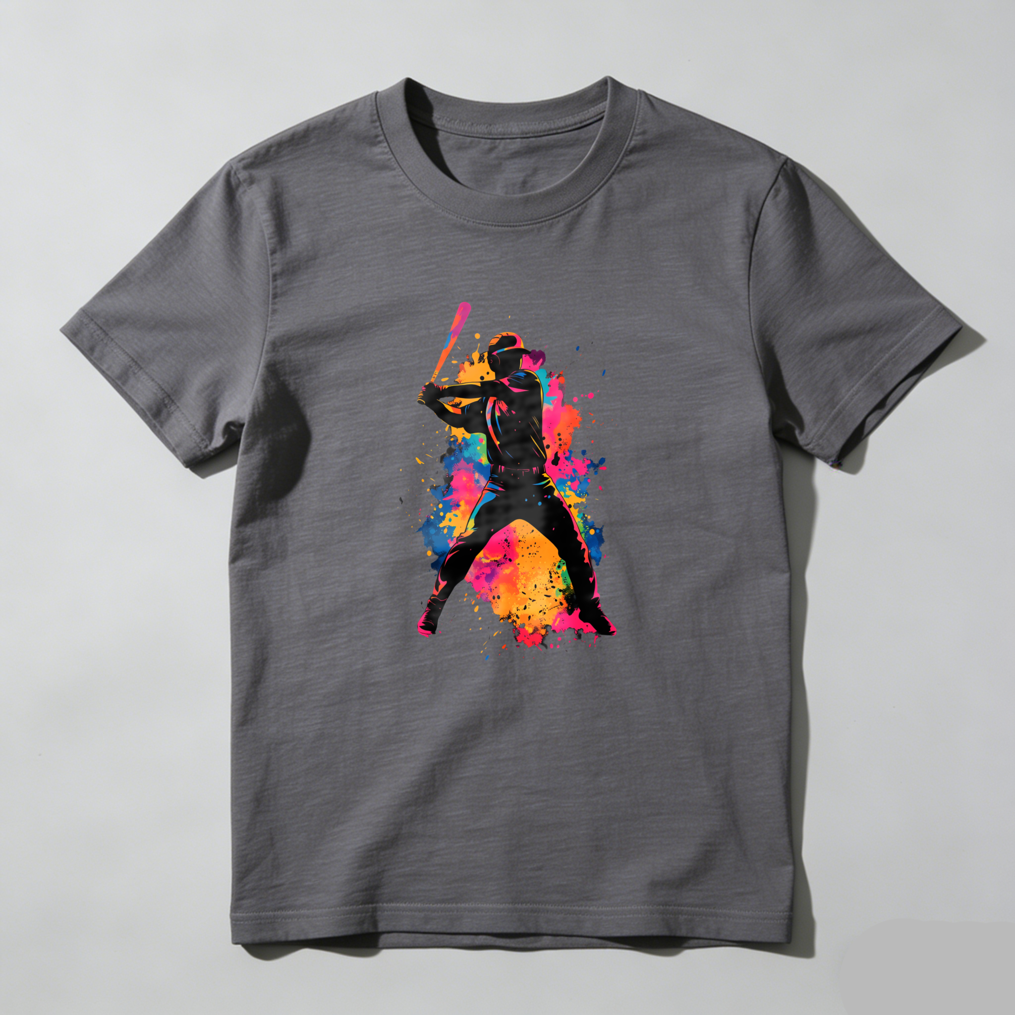 Dorawear™ Colorful Baseball Player Silhouette Art Design  T Shirt-Dorawear