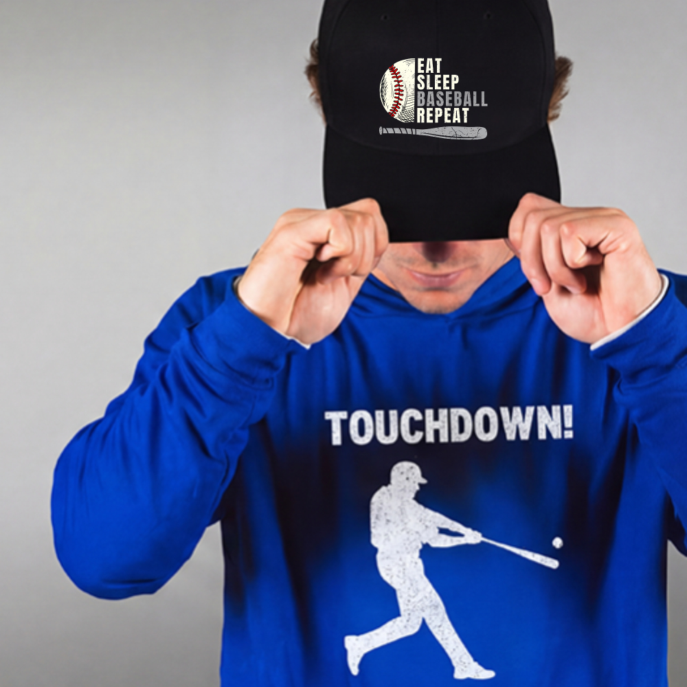 Dorawear™ Baseball Cap Eat Sleep Baseball Repeat With Ball And Bat Design For Sports Fans