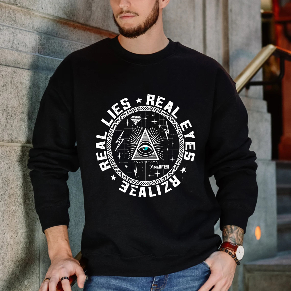 Dorawear™ All Seeing Eye Symbol With Real Lies Real Eyes Realize Text Unisex Classic Sweatshirt