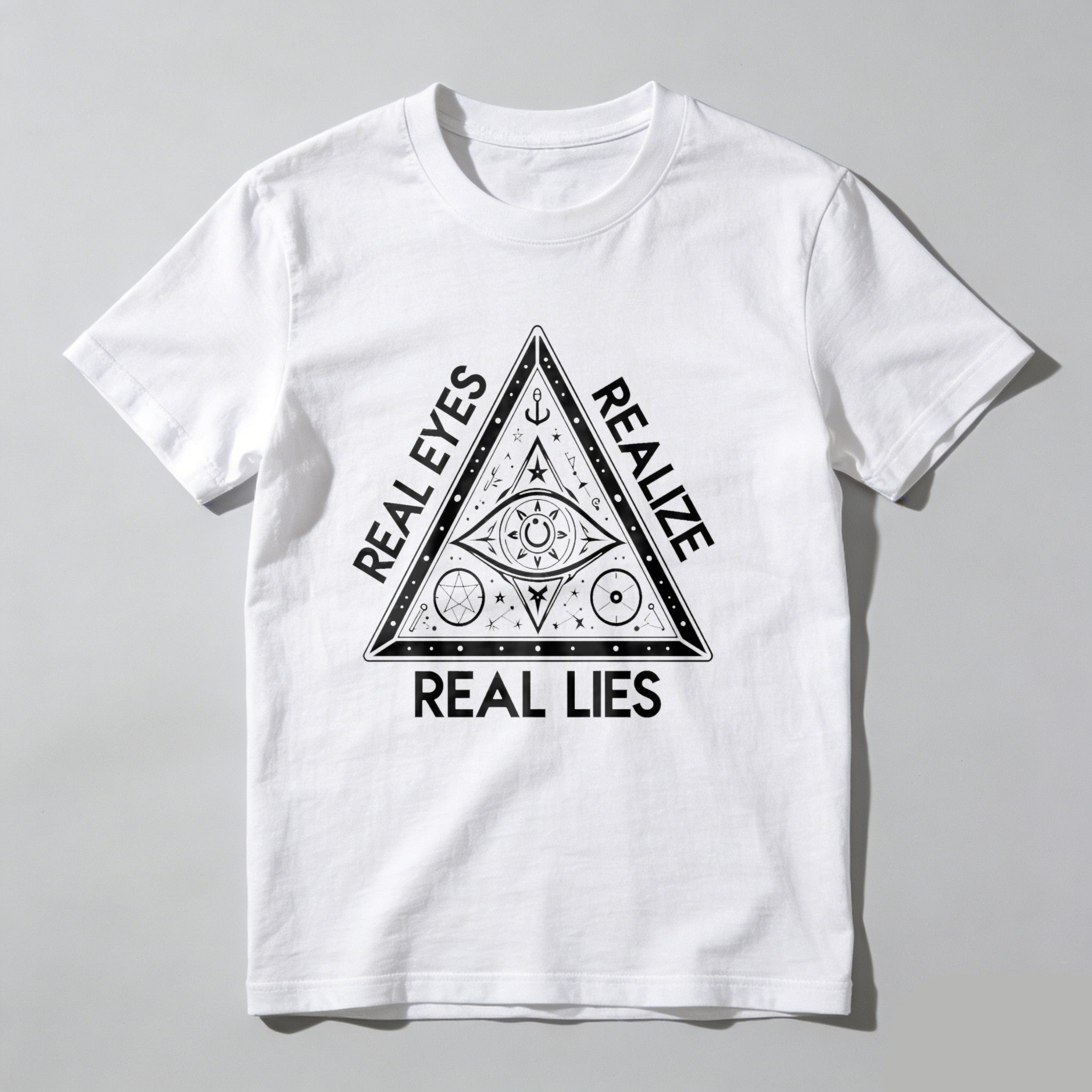 Dorawear™Real Eyes Realize Real Lies Pyramid Symbol  T Shirt