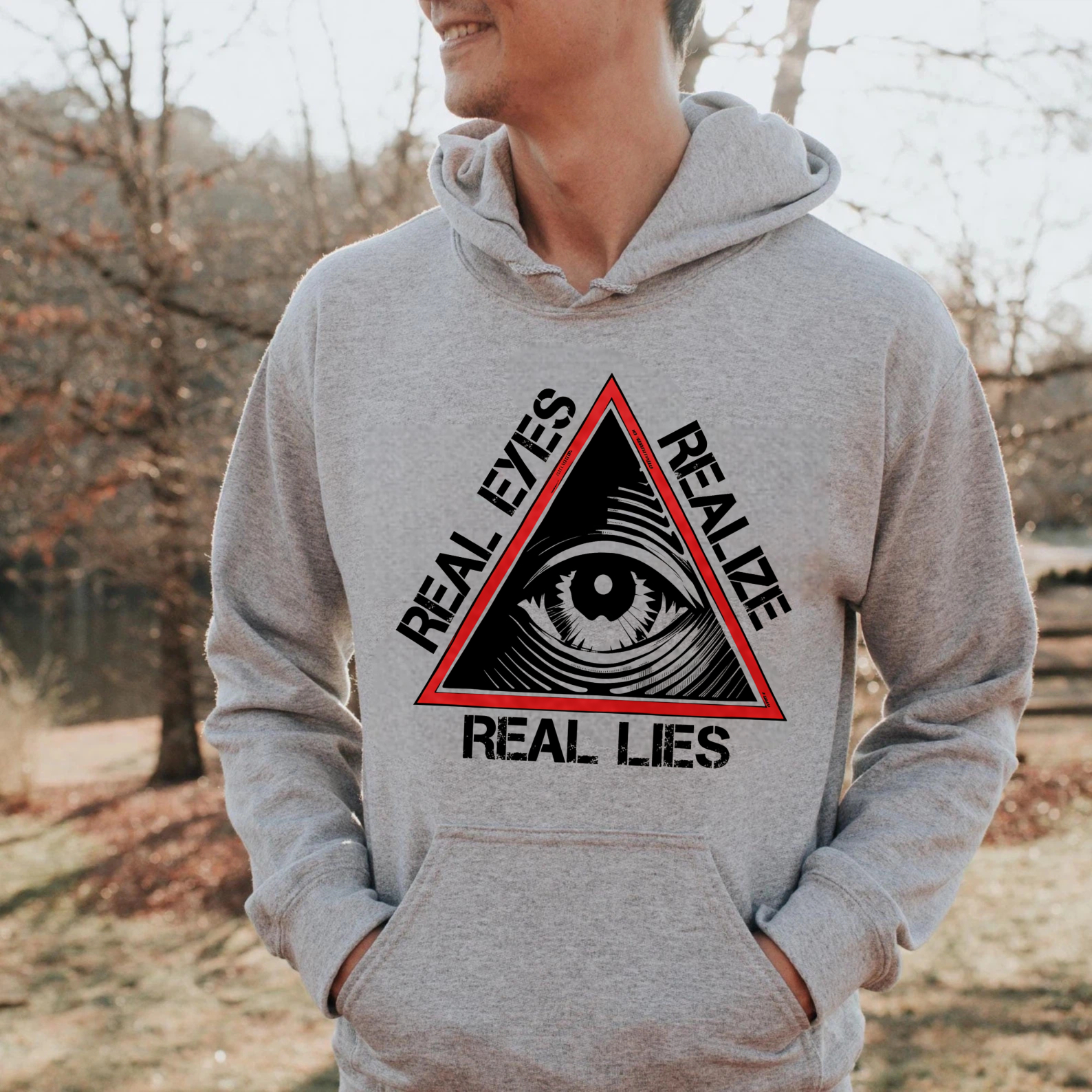 Dorawear™ Real Eyes Realize Real Lies Hoodie Black Eye Symbol Triangular Design Sweatshirt Men Women Unisex Casual Wear-Dorawear