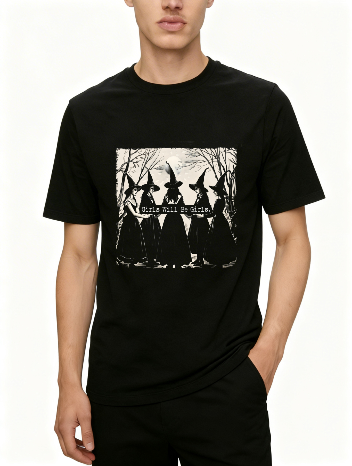 Dorawear™ Five Witches Standing In Forest Moonlight T Shirt