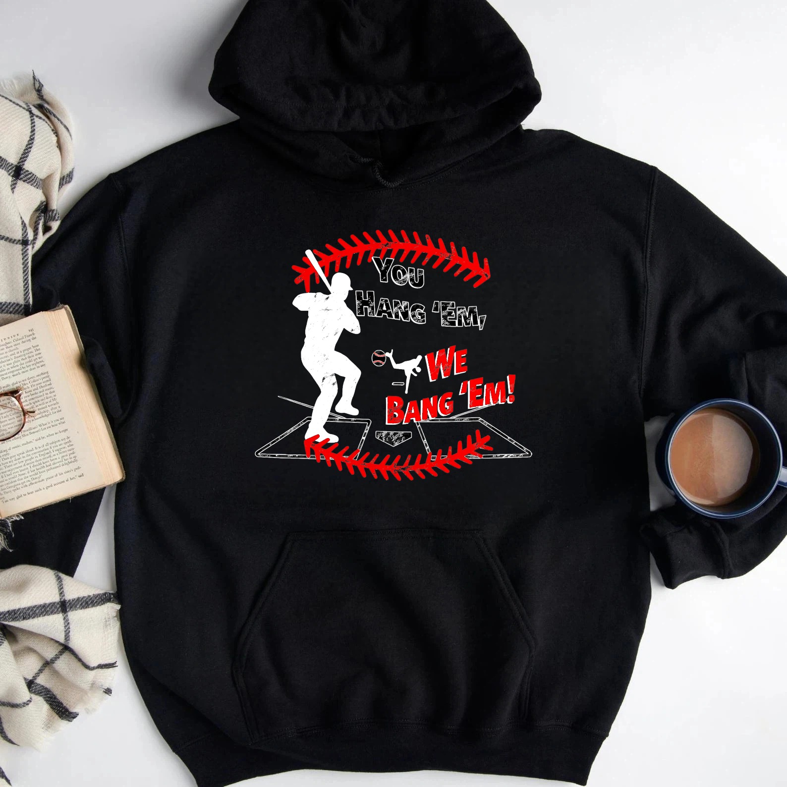 Dorawear™ You Hang Em We Bang Em Baseball Fan Hoodie For Men And Women Sports Gift Sweatshirt With Pocket And Drawstring Cap-Dorawear