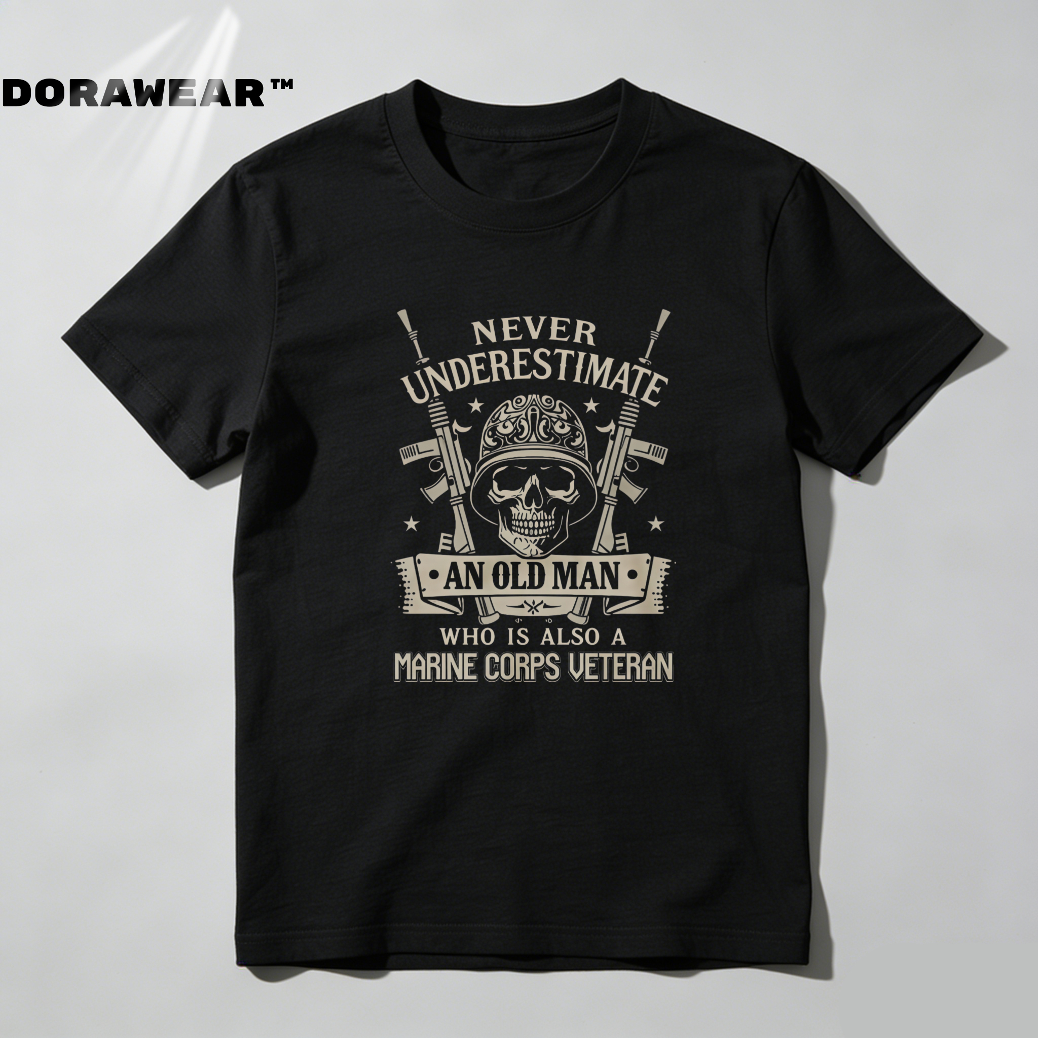 Dorawear™  Never Underestimate An Old Man Who Is Also A Marine Corps Veteran T Shirt