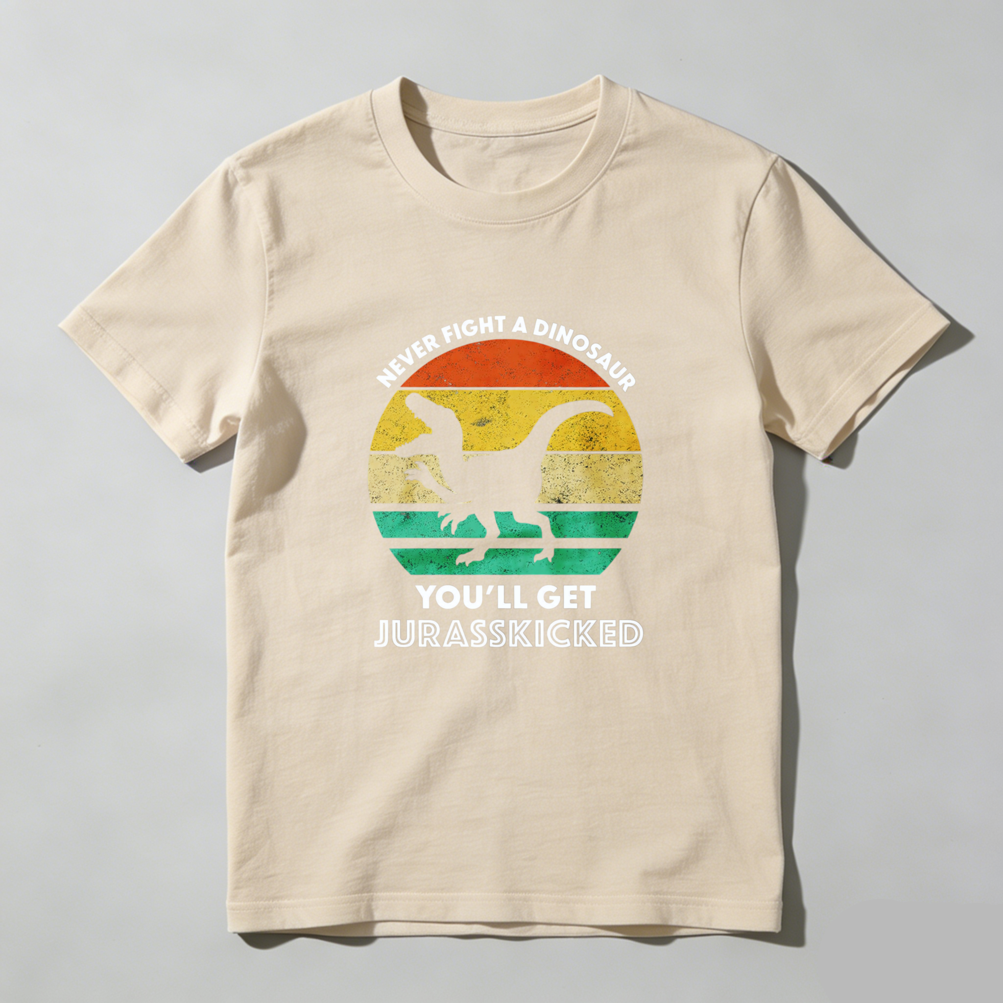 Dorawear™ Never Fight A Dinosaur Youll Get Jurasskicked Pure Cotton Short Sleeve T Shirt-Dorawear