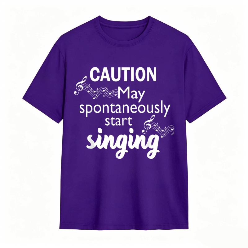 Dorawear™   Caution May Spontaneously Start Singing Music Notes Design T-shirt