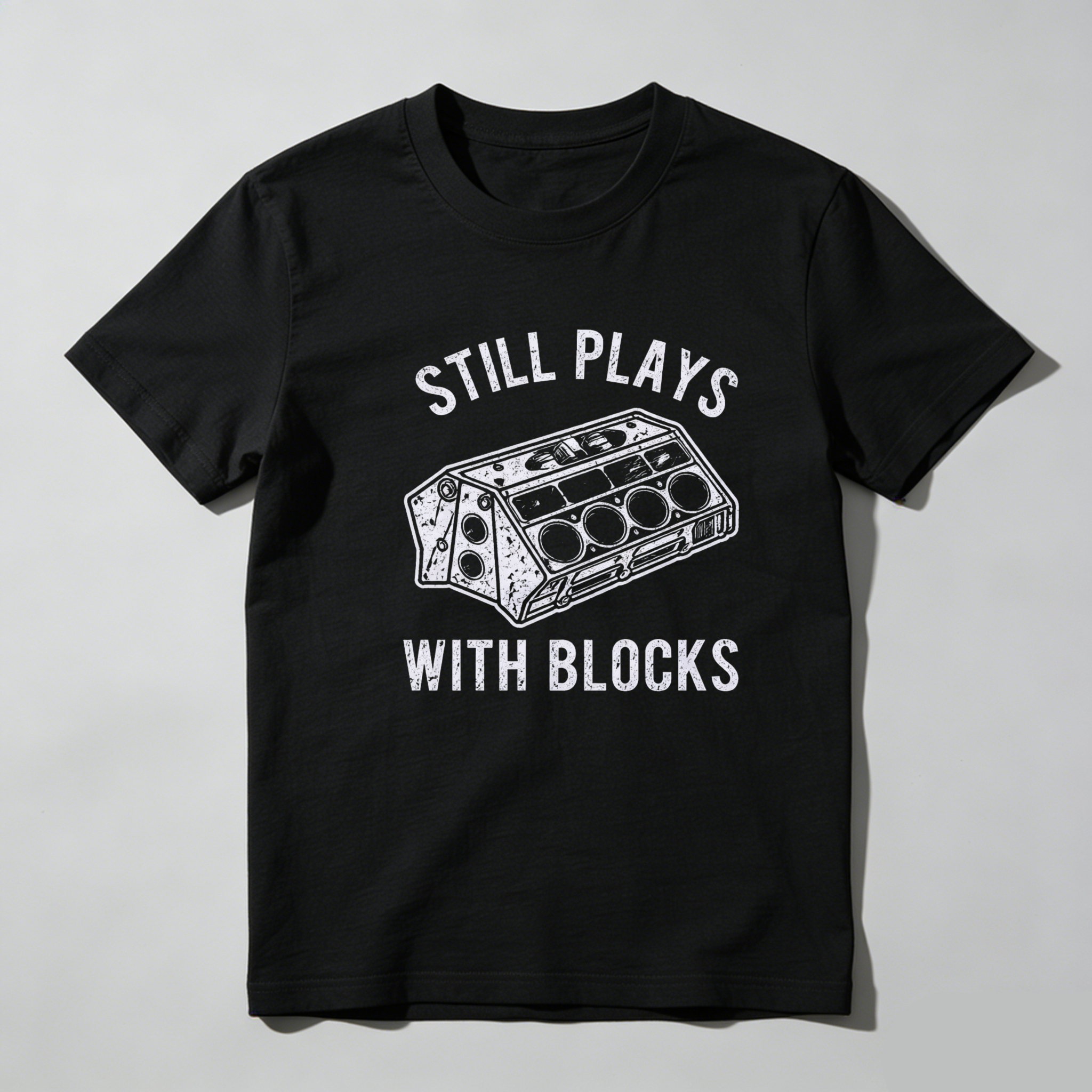 Dorawear™ Still Plays With Blocks Engine Print Pure Cotton Short Sleeve T-Shirt-Dorawear