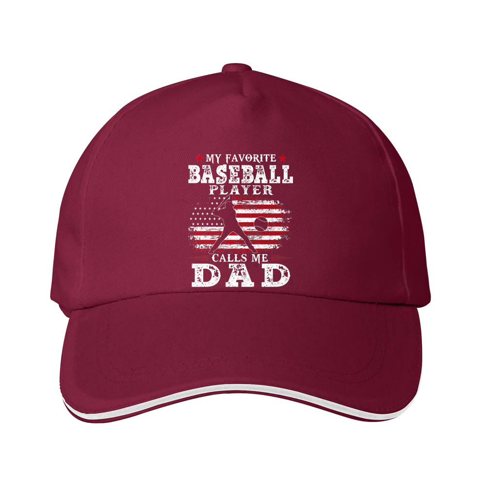 Dorawear™ Baseball Cap My Favorite Baseball Player Calls Me Dad American Flag Design Fatherhood Gift