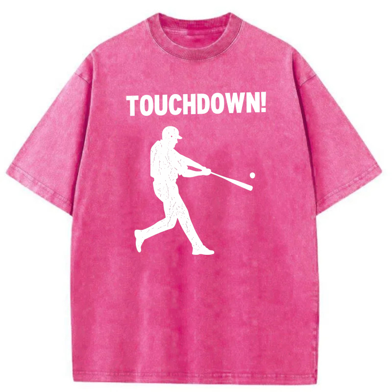 Dorawear™  Touchdown Baseball Player Silhouette Washed Cotton T-Shirt