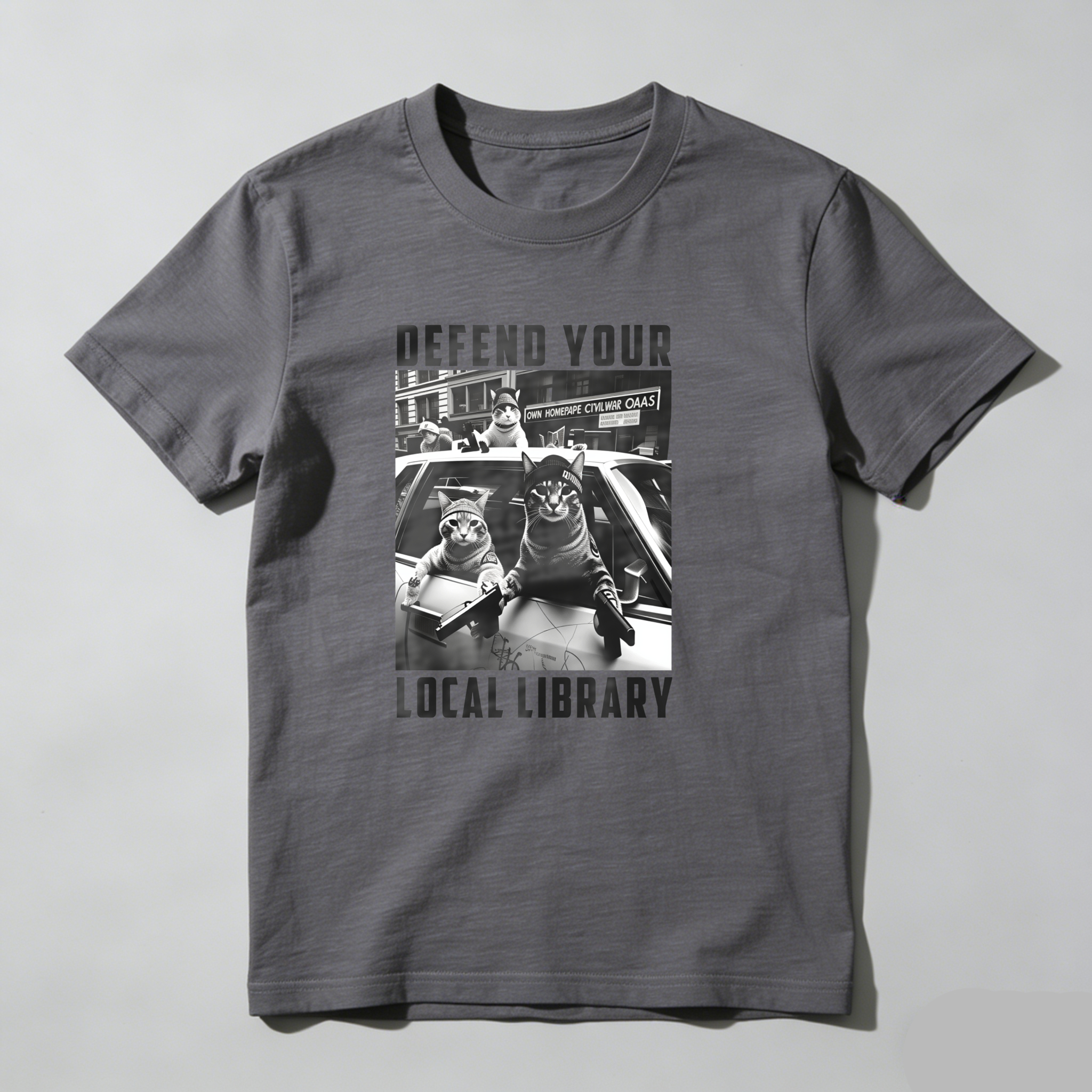 Dorawear™ Defend Your Local Library Cats In Car T Shirt