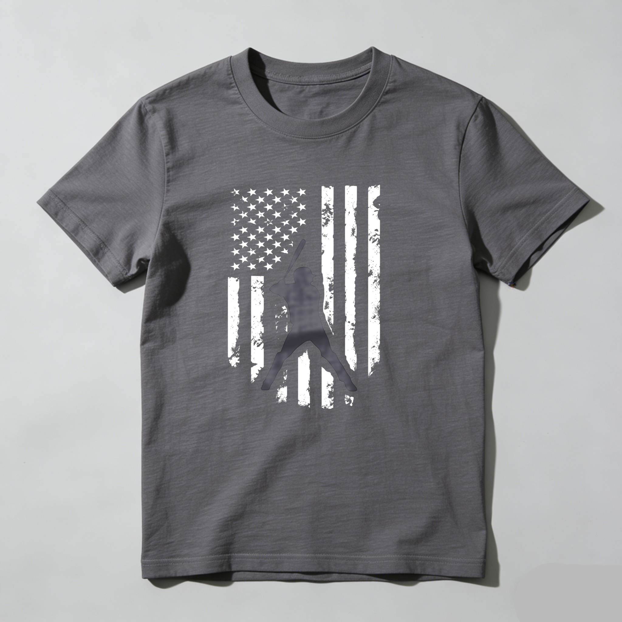 Dorawear™ American Flag With Baseball Player Silhouette  T Shirt