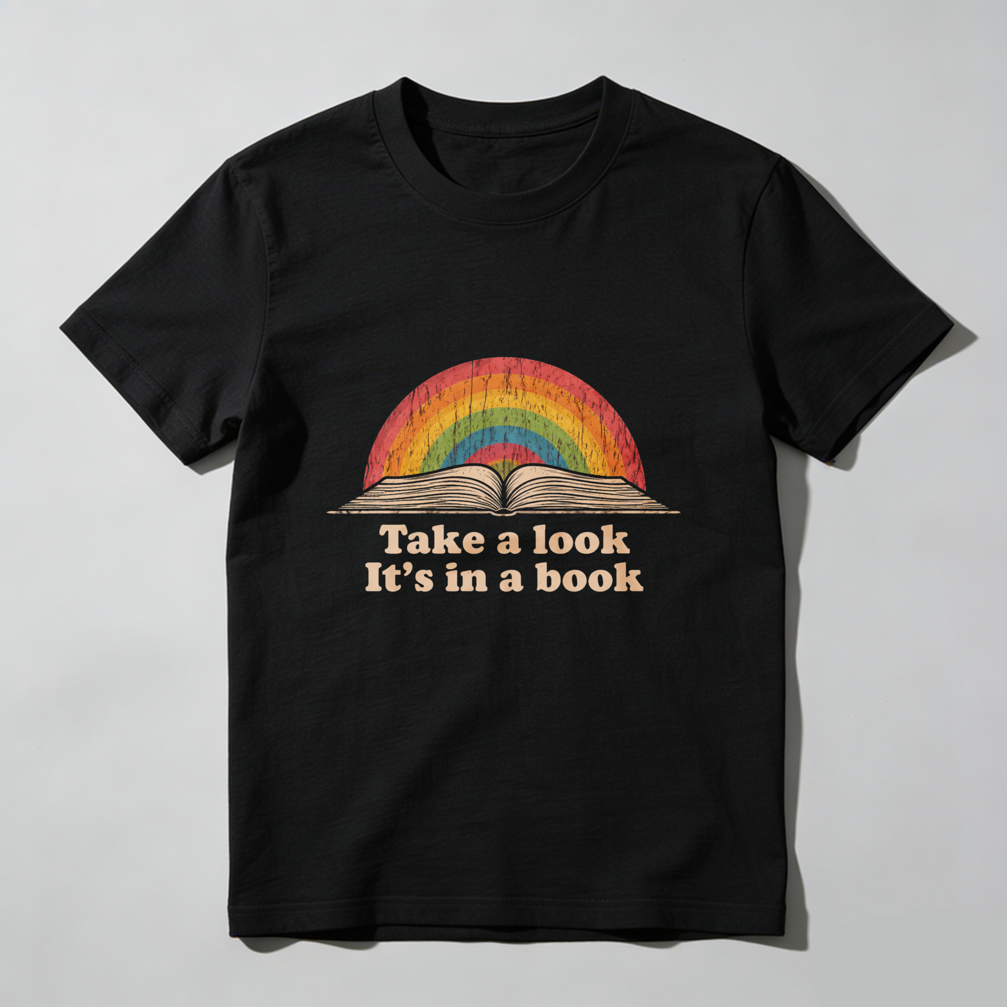 Dorawear Take A Look Its In A Book Rainbow Book Pure Cotton Short Sleeve T Shirt