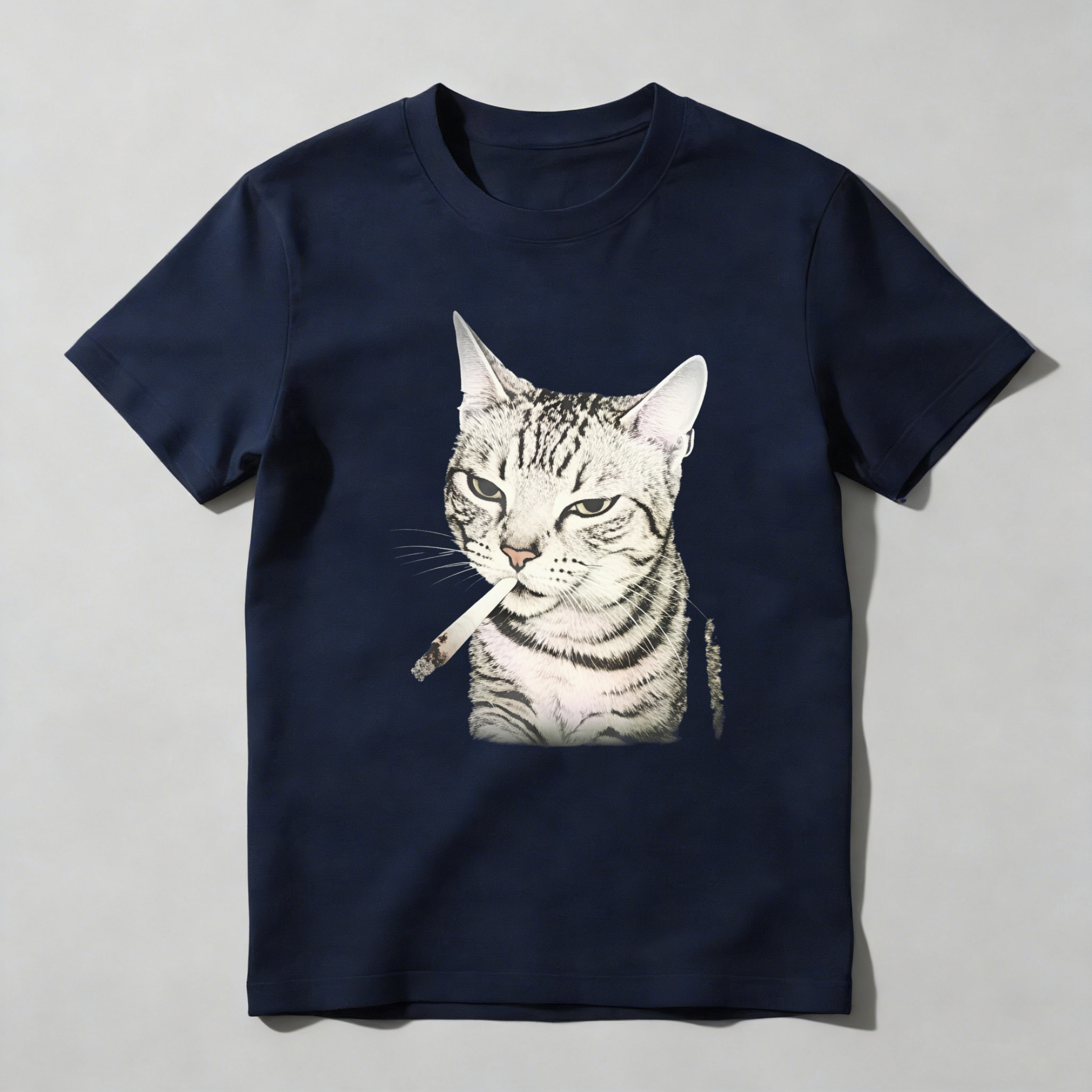 Dorawear™ Cat Smoking Cigarette Graphic Print T Shirt