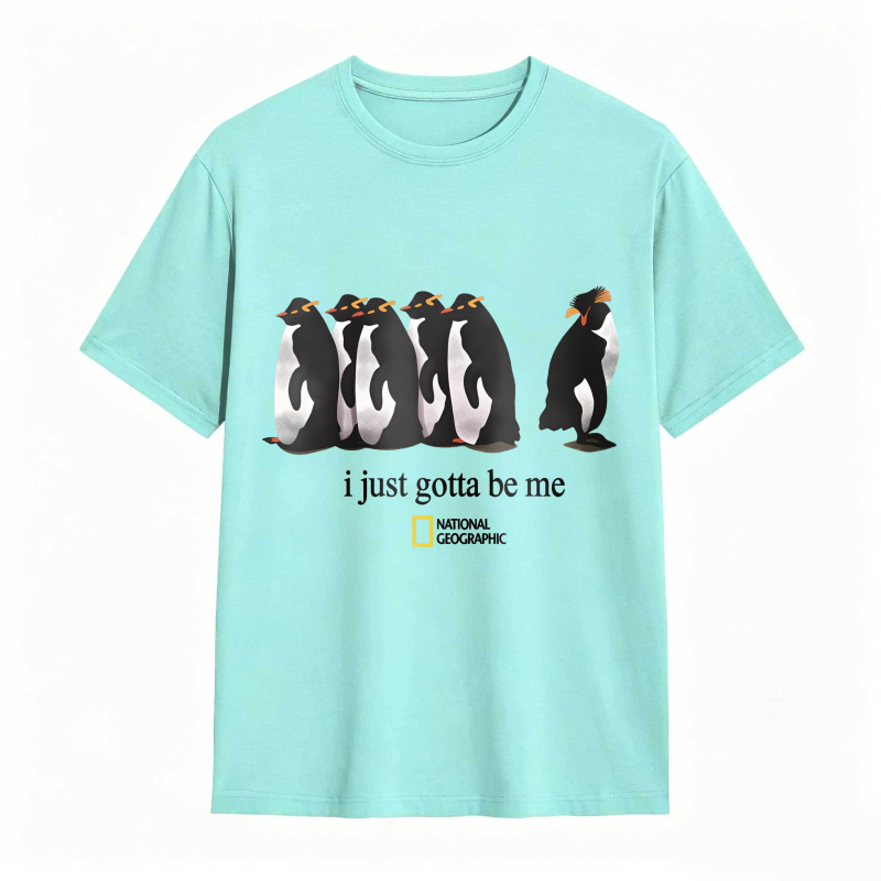 Dorawear™Penguins Standing In A Row With One Walking Away I Just Gotta Be Me National Geographic Logo Unisex Classic T-shirt