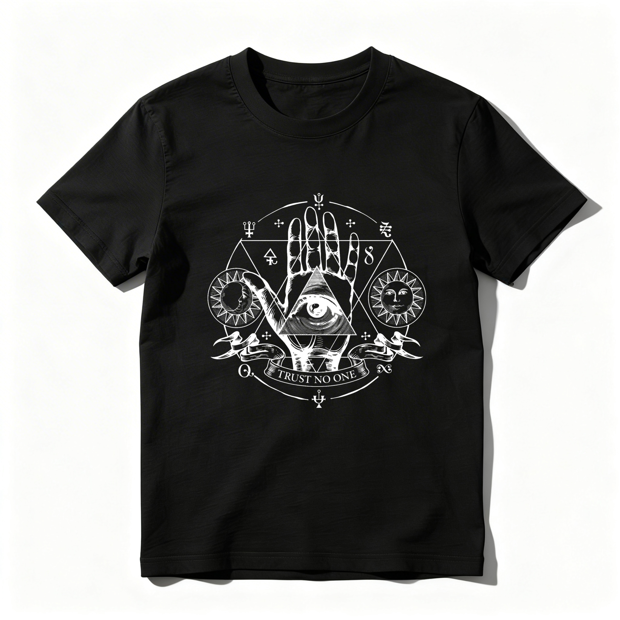 Dorawear™ Hand Eye Symbol Sun Moon Circle Trust No One T Shirt