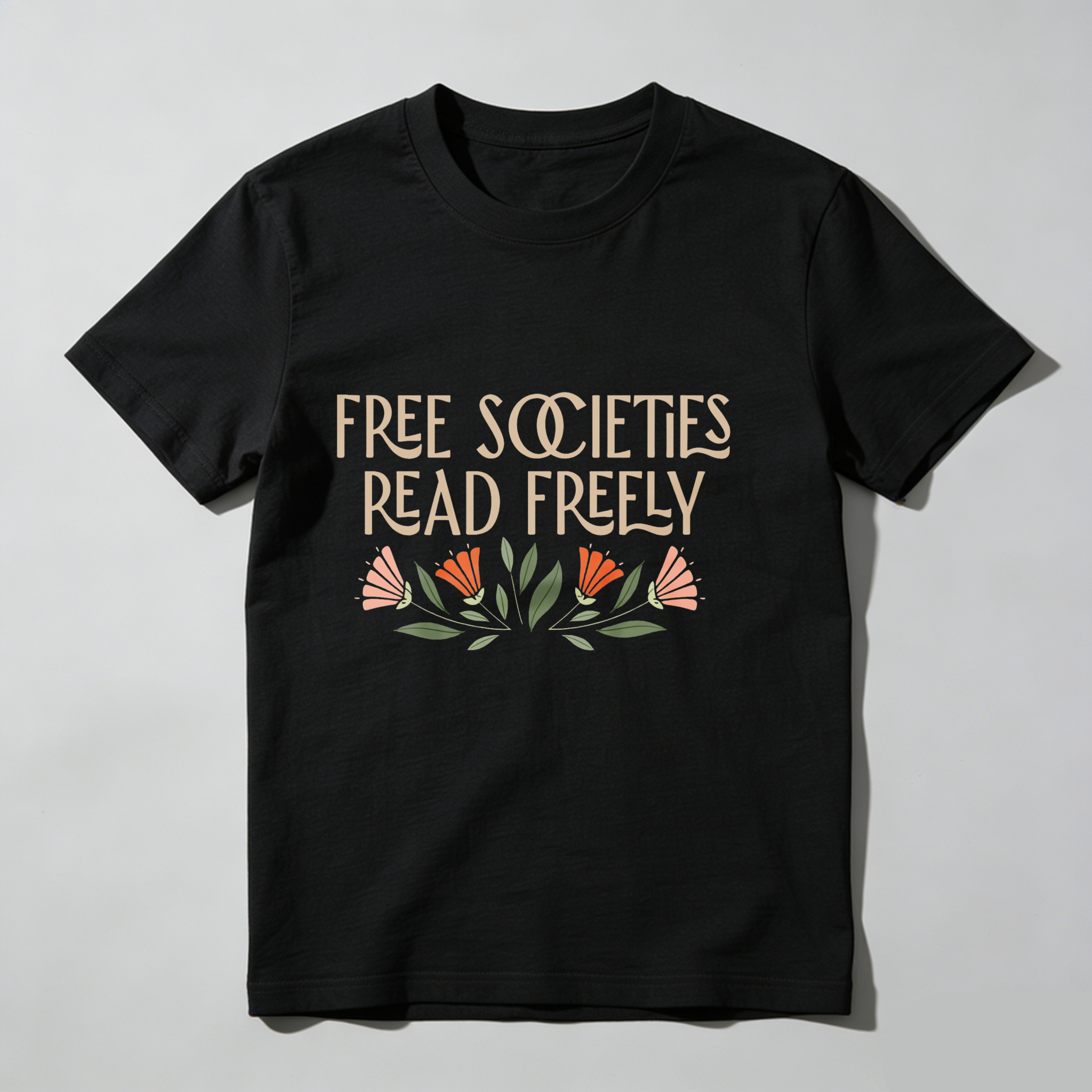 Dorawear™ Free Societies Read Freely With Flowers T Shirt