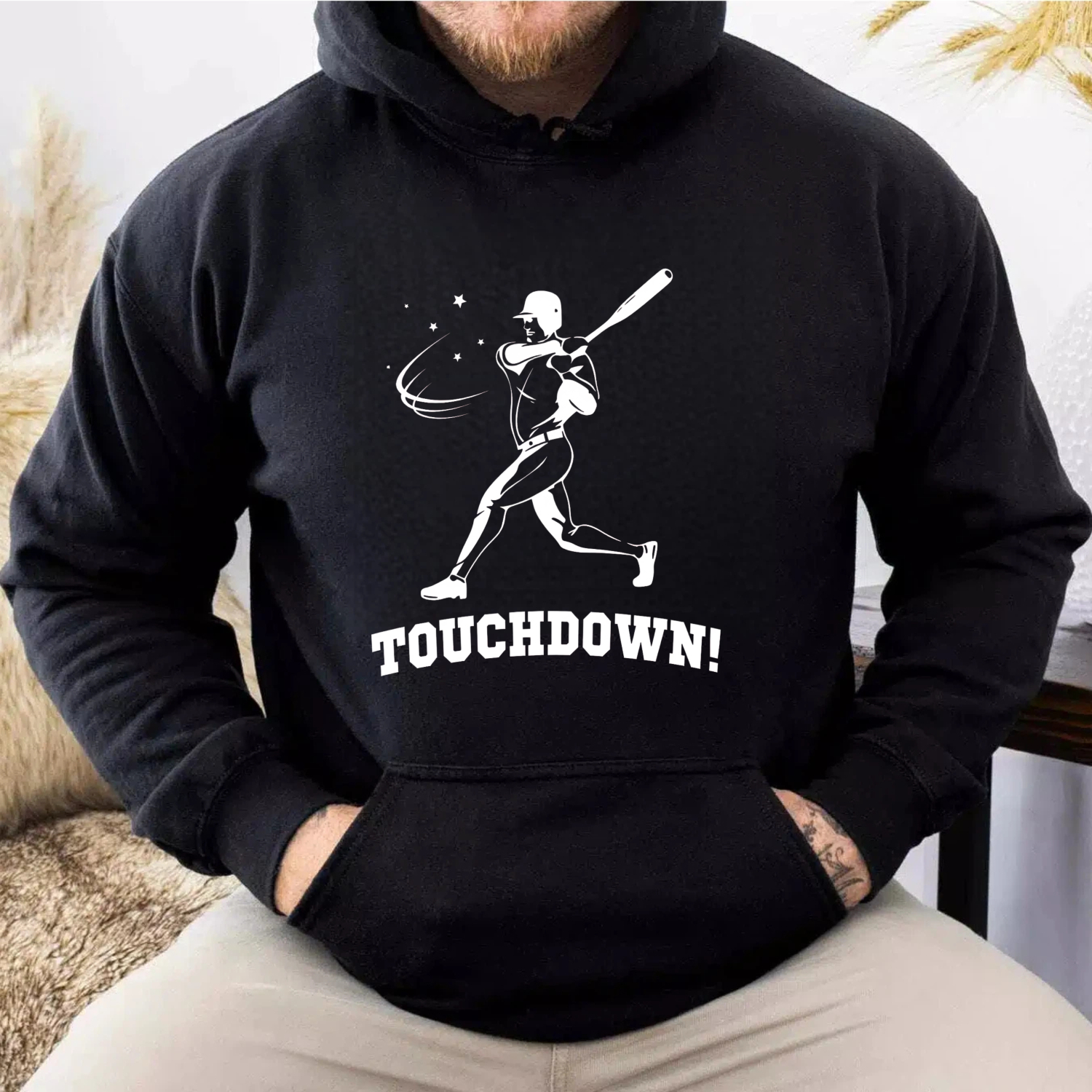 Dorawear™ Baseball Player Touchdown Hoodie Sport Graphic Sweatshirt Unisex Casual Wear