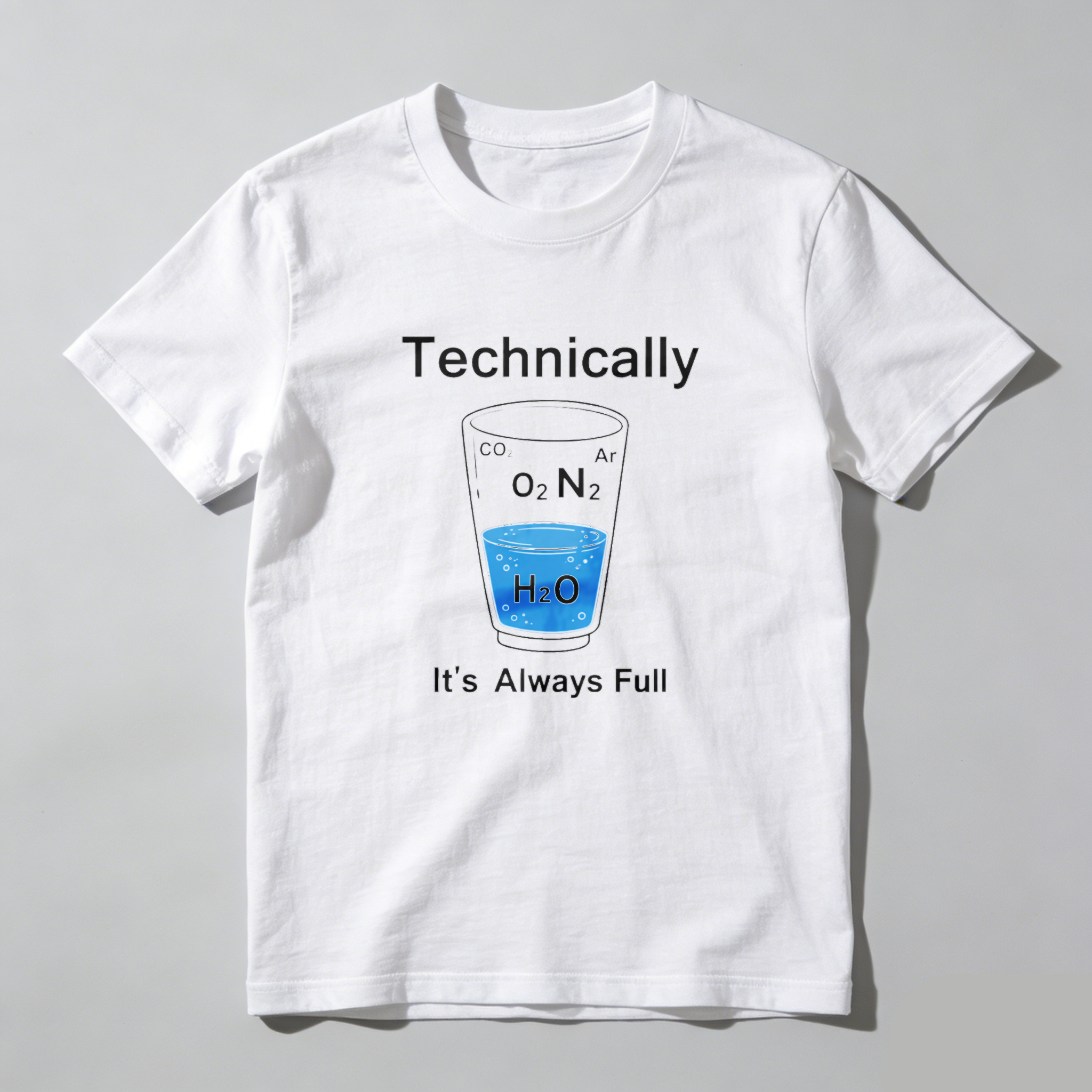 Dorawear Technically Always Full Water Glass Science Pure Cotton Short Sleeve T Shirt