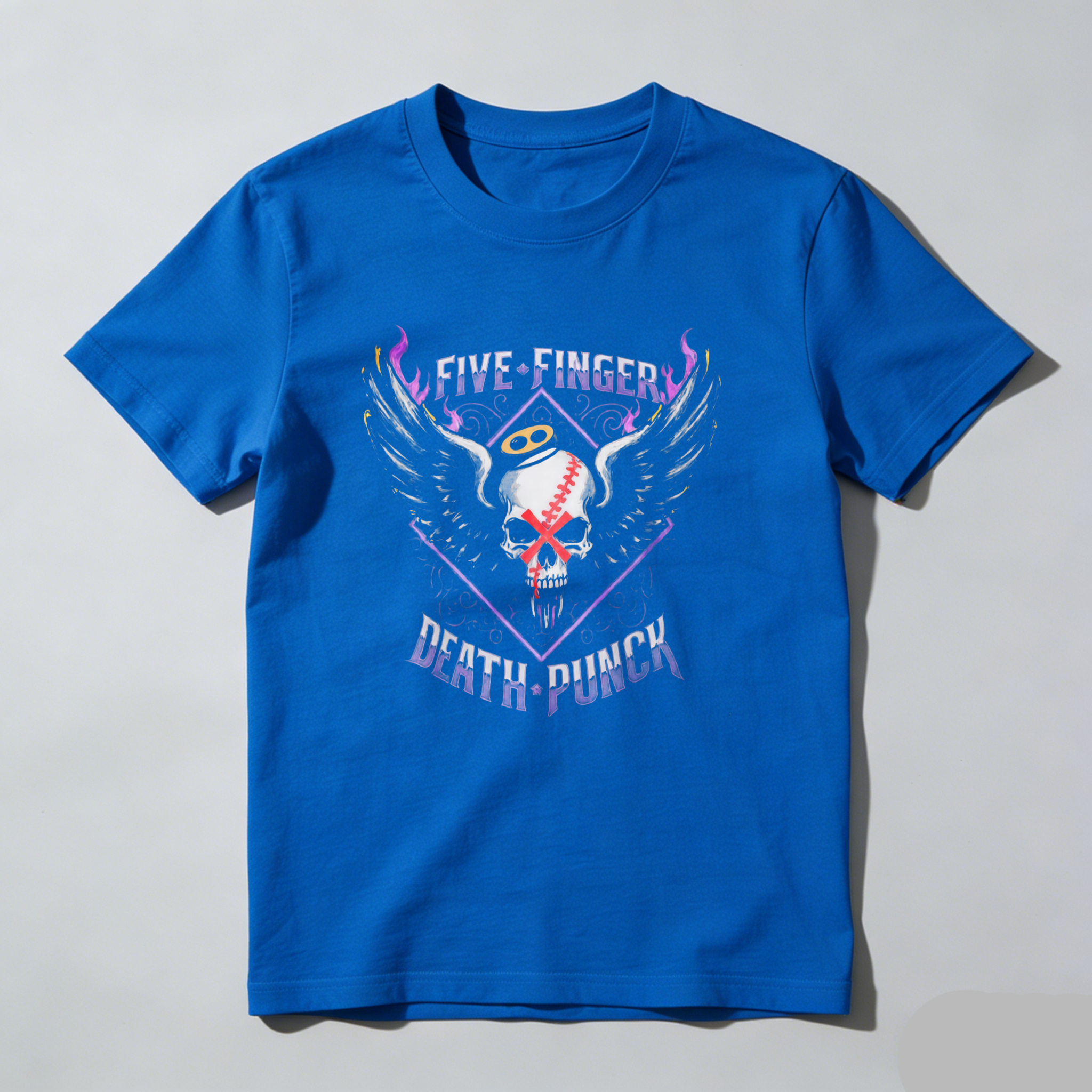 Dorawear™  Five Finger Death Punch Skull Baseball Wings Logo T Shirt