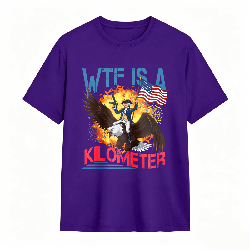 Dorawear™ Wtf Is A Kilometer Eagle And American Flag Design Unisex Classic T-shirt