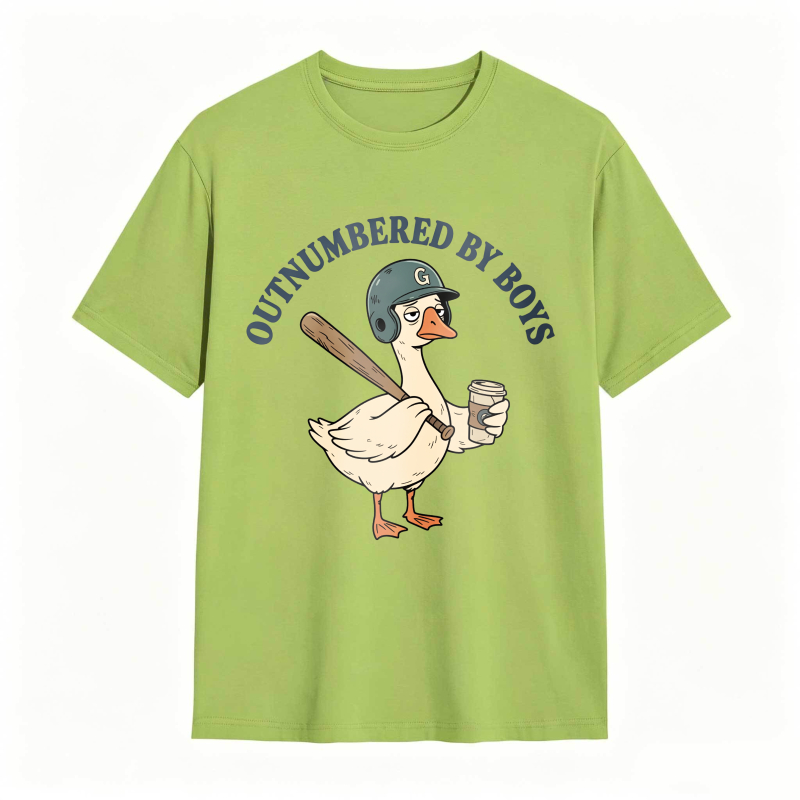 Dorawear™Duck Holding Baseball Bat And Coffee Cup Outnumbered By Boys Unisex Classic T-shirt