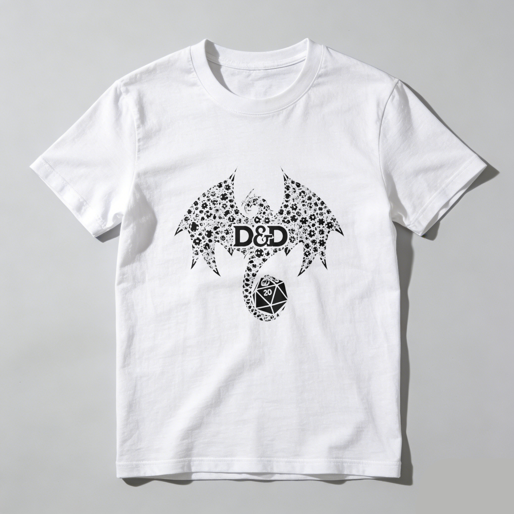 Dorawear™ Dragon Dnd Dice Pattern Pure Cotton Short Sleeve T Shirt-Dorawear