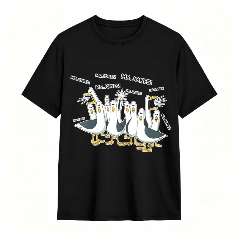 Ducks Chasing Ms Jones tshirt 100% cotton