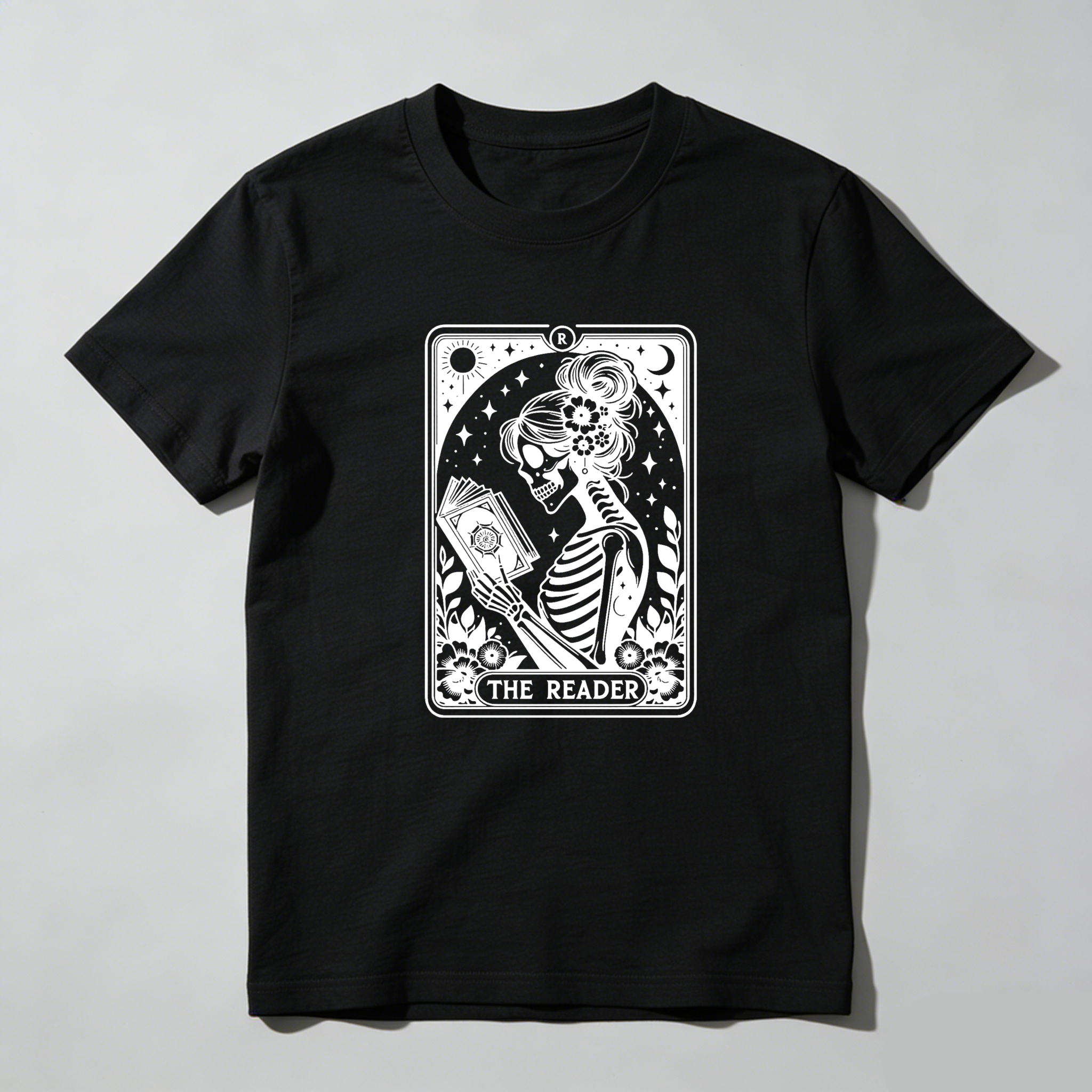 Dorawear The Reader Tarot Card Skeleton Reading T Shirt (1)