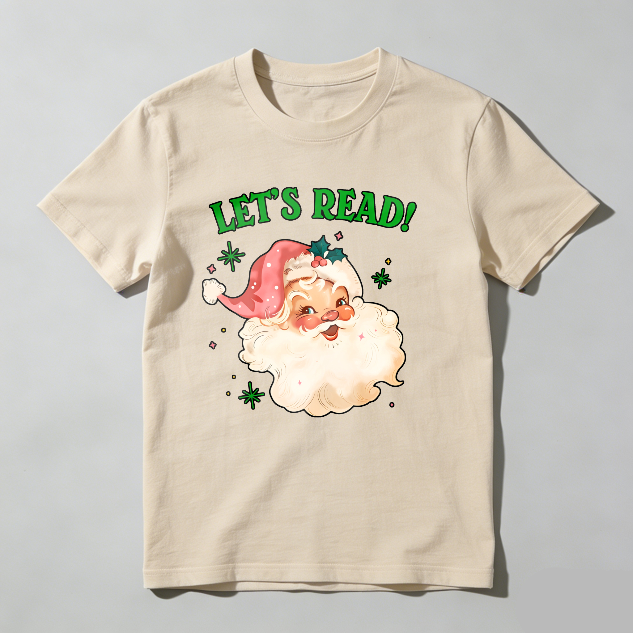 Dorawear™ Let's Read Santa With Snowflakes T Shirt