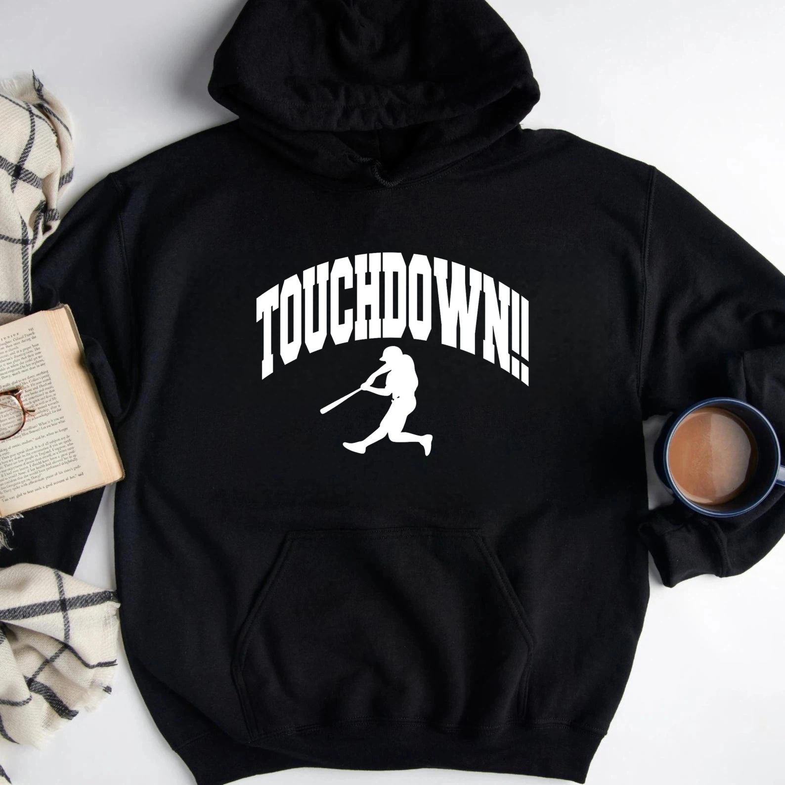 Dorawear™ Touchdown Football Player Hoodie Black Sweatshirt With Pocket And Hood For Men Women Unisex Sportswear Casual Wear-Dorawear
