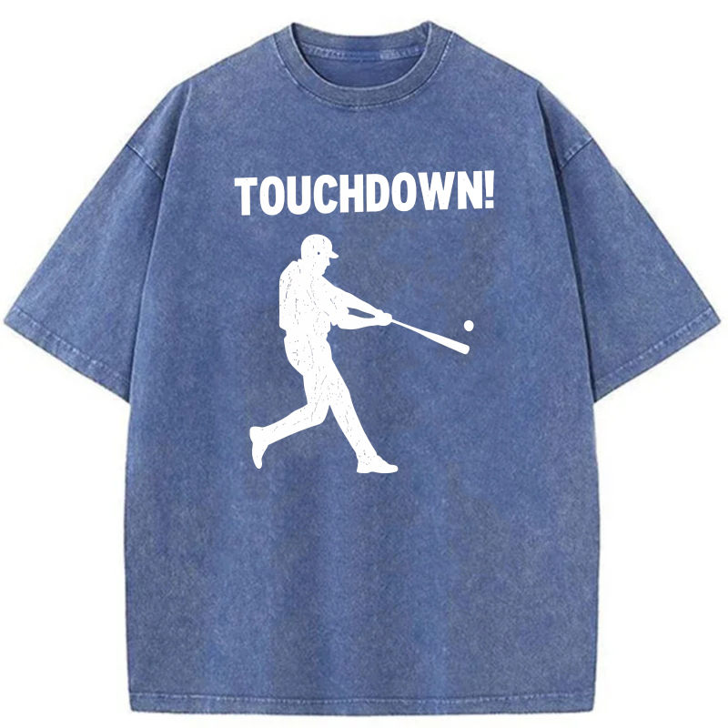 Dorawear™  Touchdown Baseball Player Silhouette Washed Cotton T-Shirt