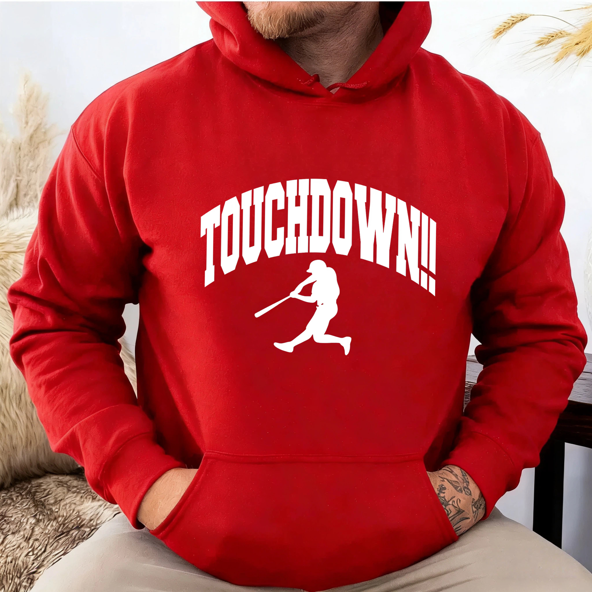 Dorawear™ Touchdown Football Player Hoodie Black Sweatshirt With Pocket And Hood For Men Women Unisex Sportswear Casual Wear-Dorawear