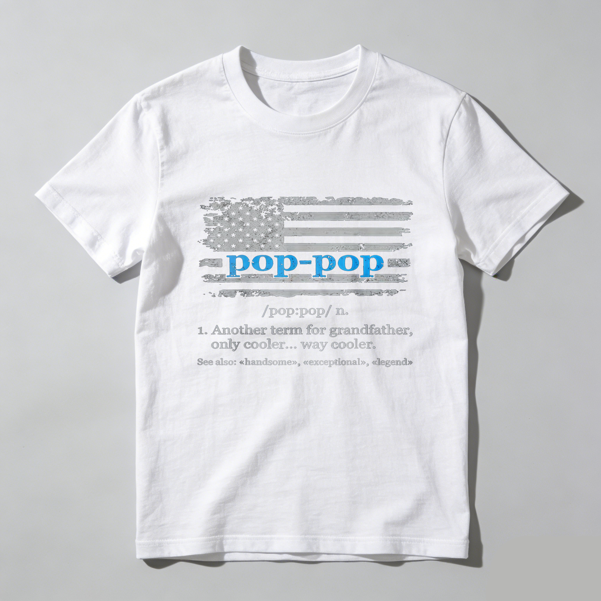 Dorawear™  Pop Pop Definition With American Flag T Shirt