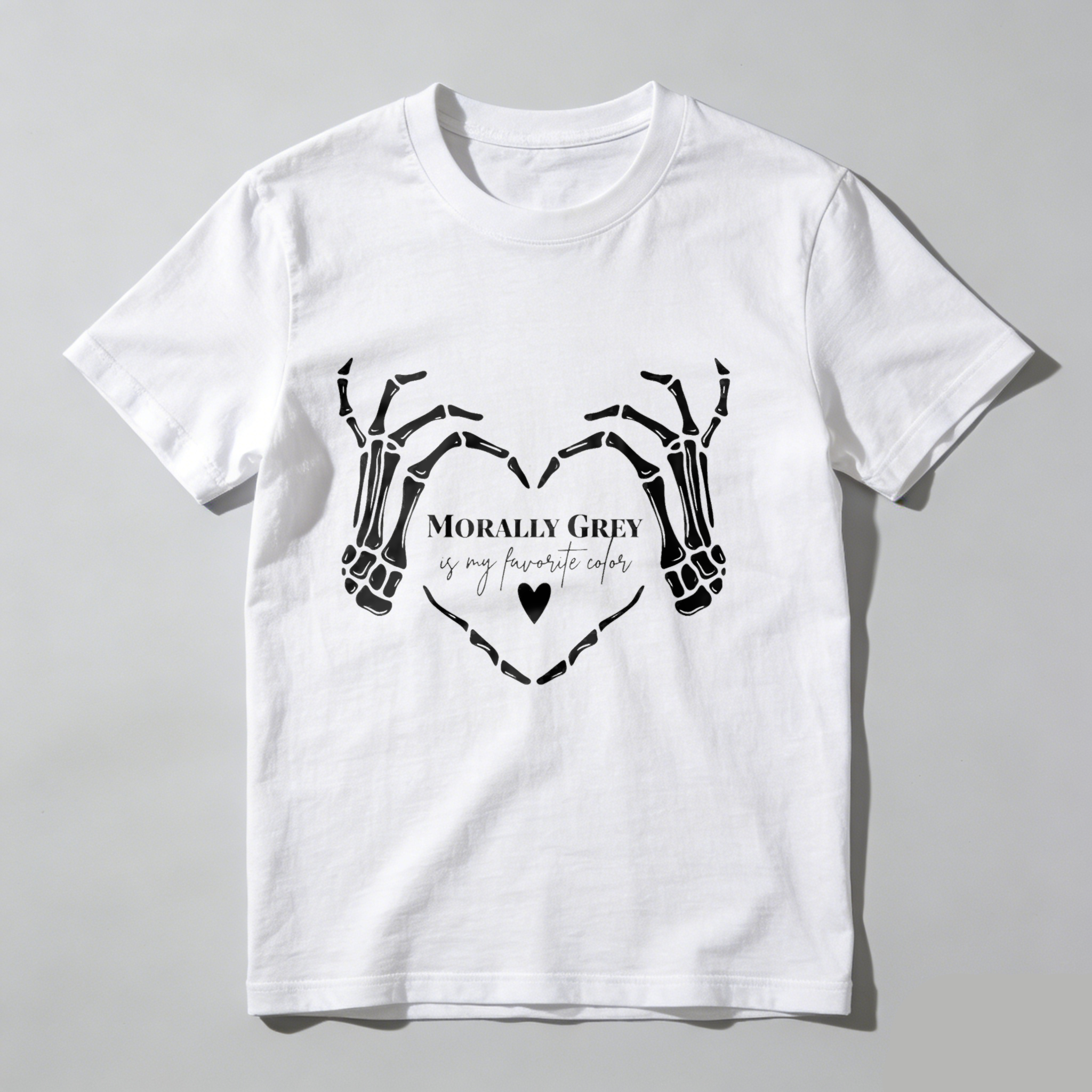 Dorawear Skeleton Hands Form Heart With Text T Shirt