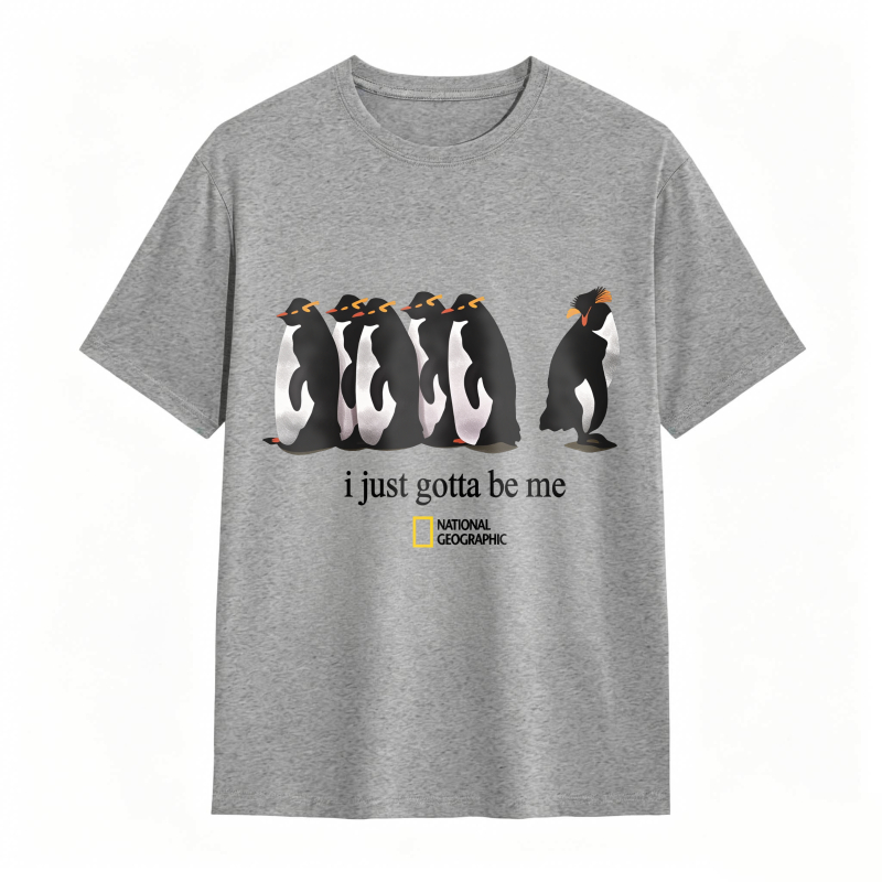 Dorawear™Penguins Standing In A Row With One Walking Away I Just Gotta Be Me National Geographic Logo Unisex Classic T-shirt
