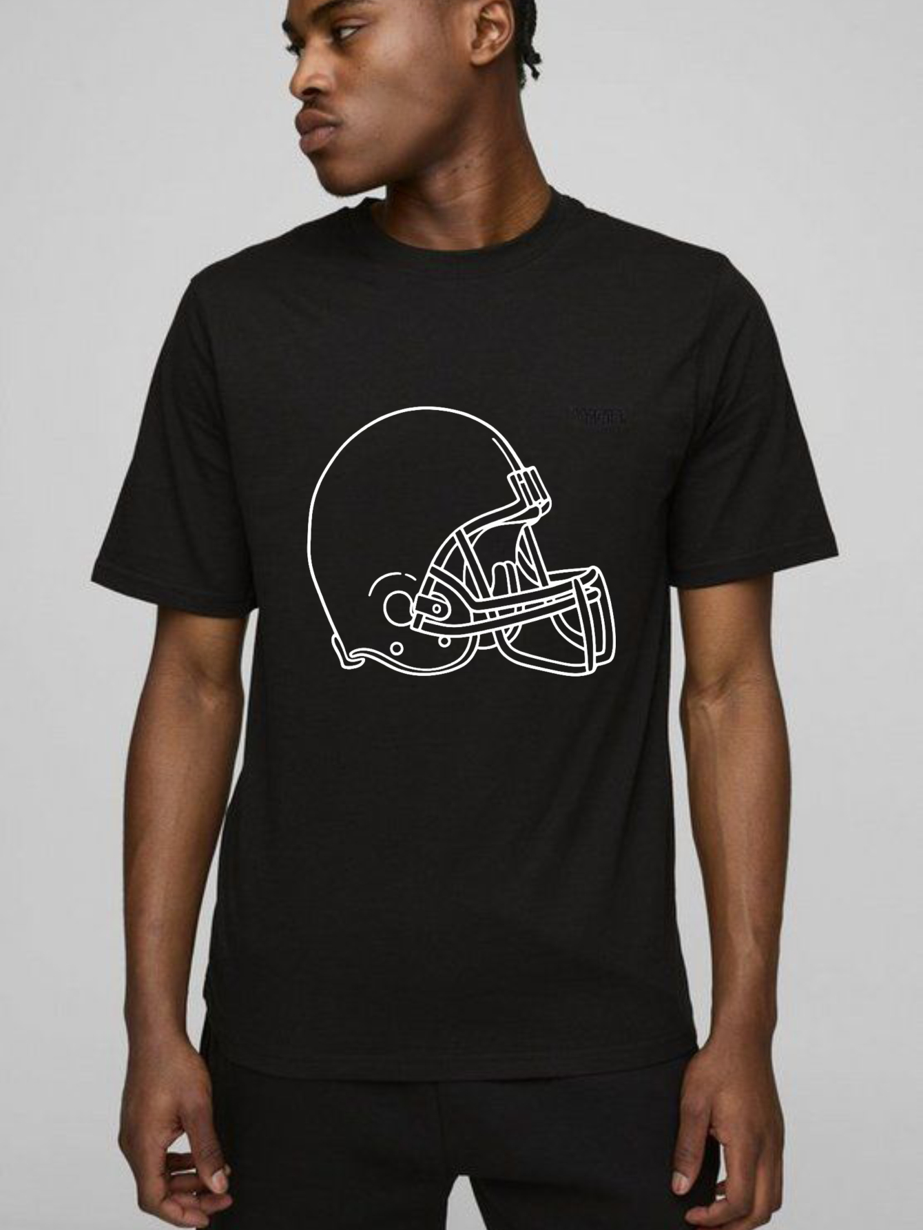 Dorawear™ Football Helmet Outline Design Print T Shirt