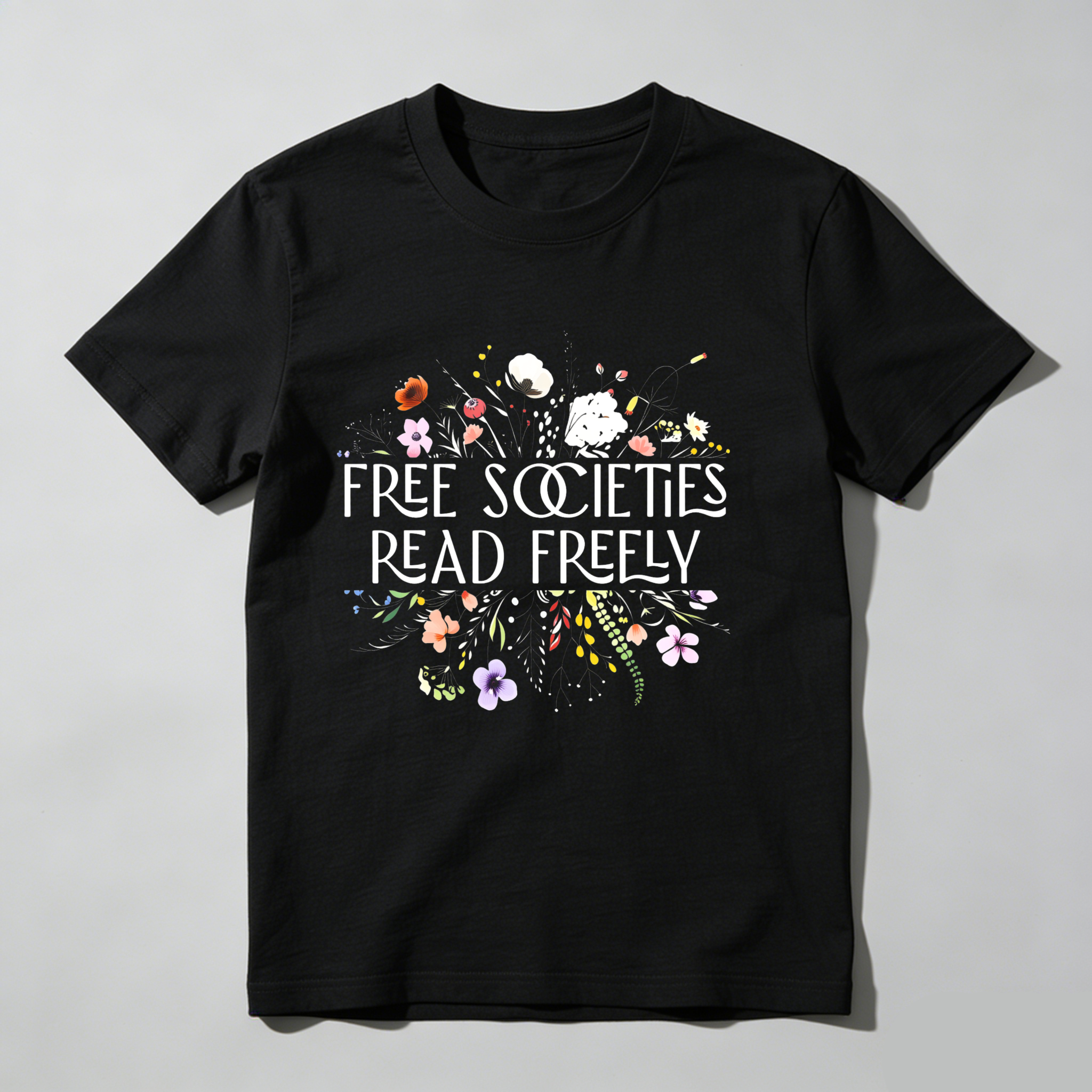 Dorawear™ Free Societies Read Freely Floral Design T Shirt