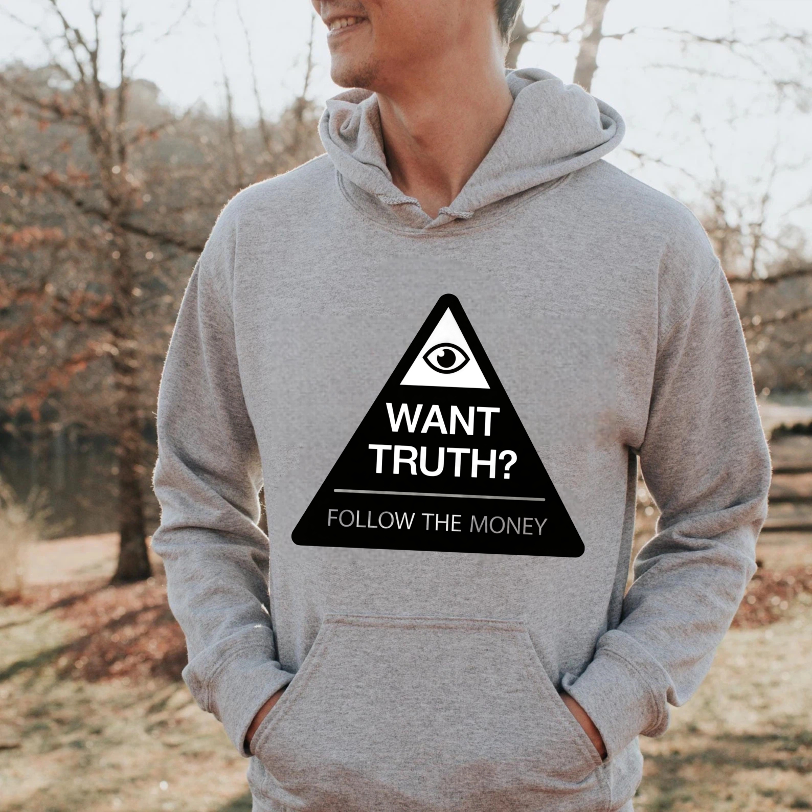 Dorawear™ Want Truth Follow The Money Hoodie With All Seeing Eye Design Black Sweatshirt For Men Women Casual Wear Statement Apparel-Dorawear