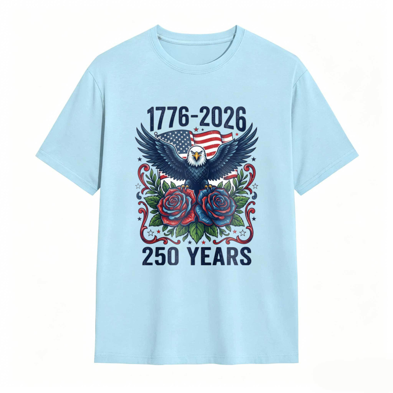 American Eagle With Roses And Flag 1776 2026 250 Years T-shirt