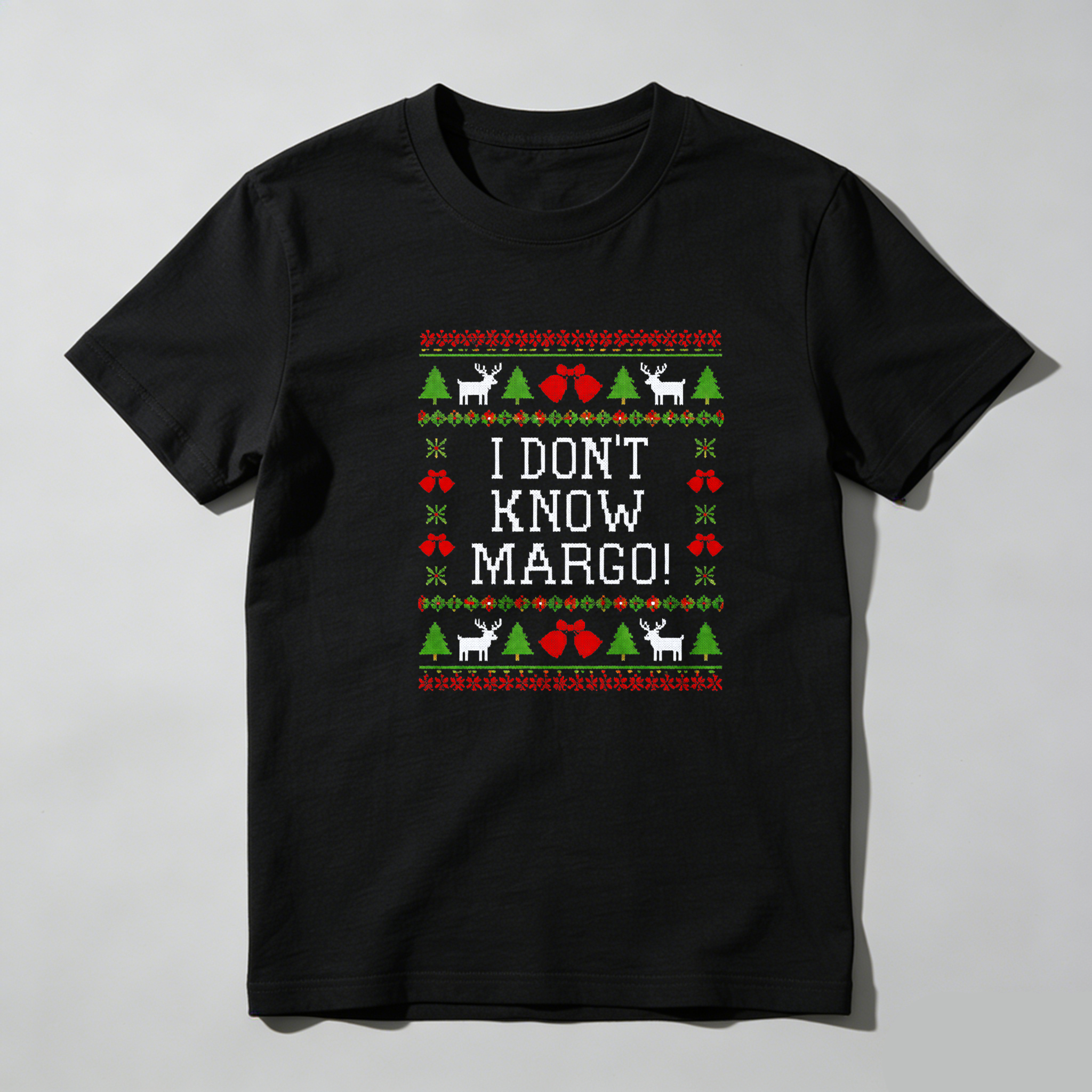 Dorawear™ I Don't Know Margo Christmas Pattern Pure Cotton Short Sleeve T Shirt-Dorawear
